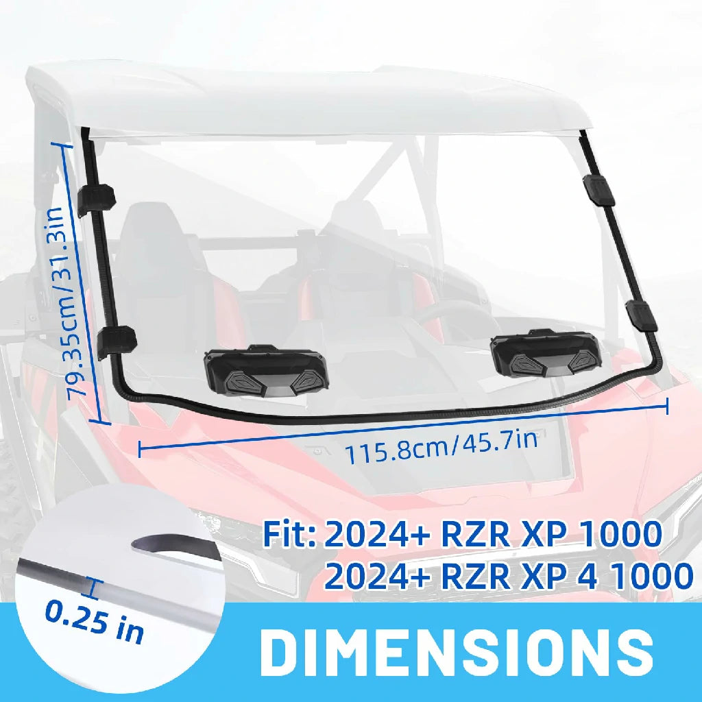 2024 rzr vented windshield demensions