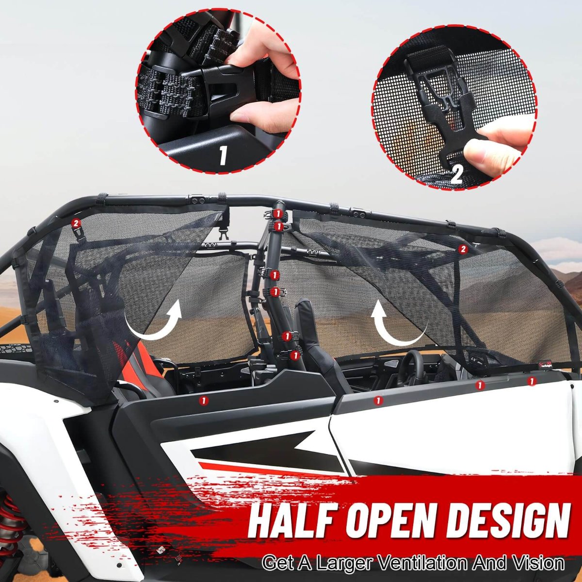 rzr xp 4 1000 side window net half open design 