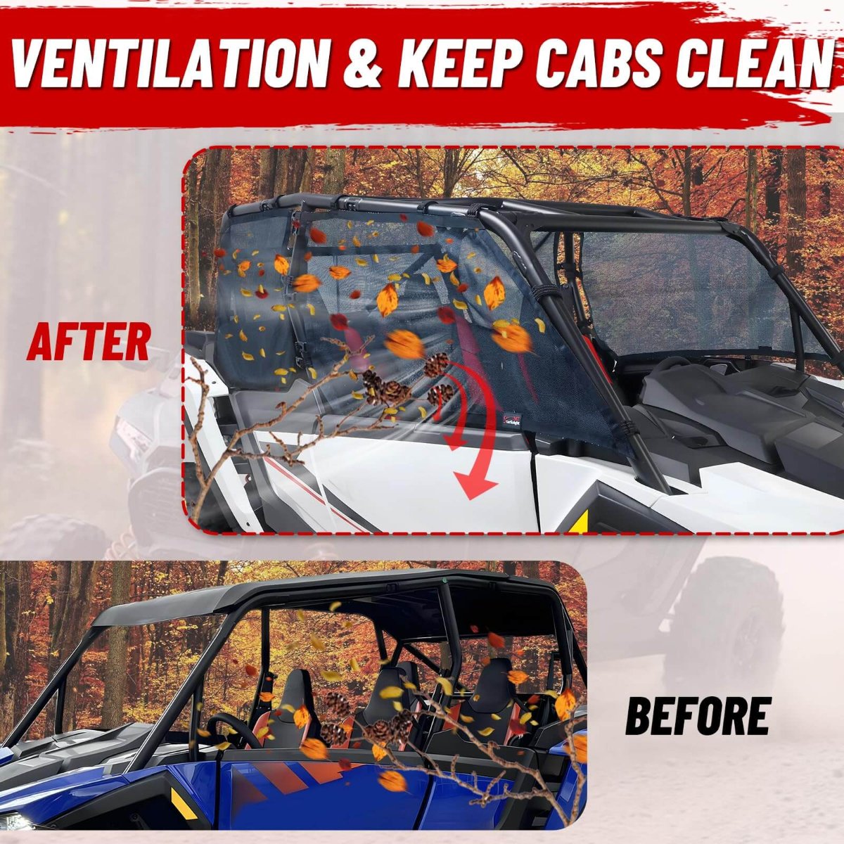 before and after install polaris rzr 4 1000 side window net