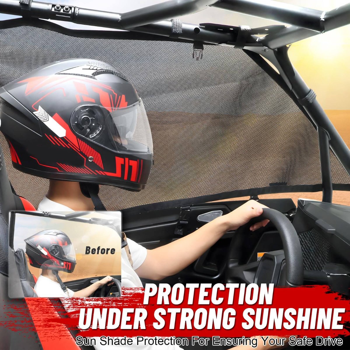 RZR side window net provide sun shade