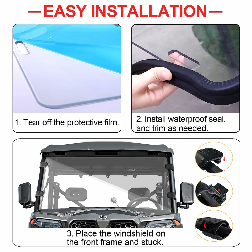 easy insatllation step of uforce 600 front windshield 