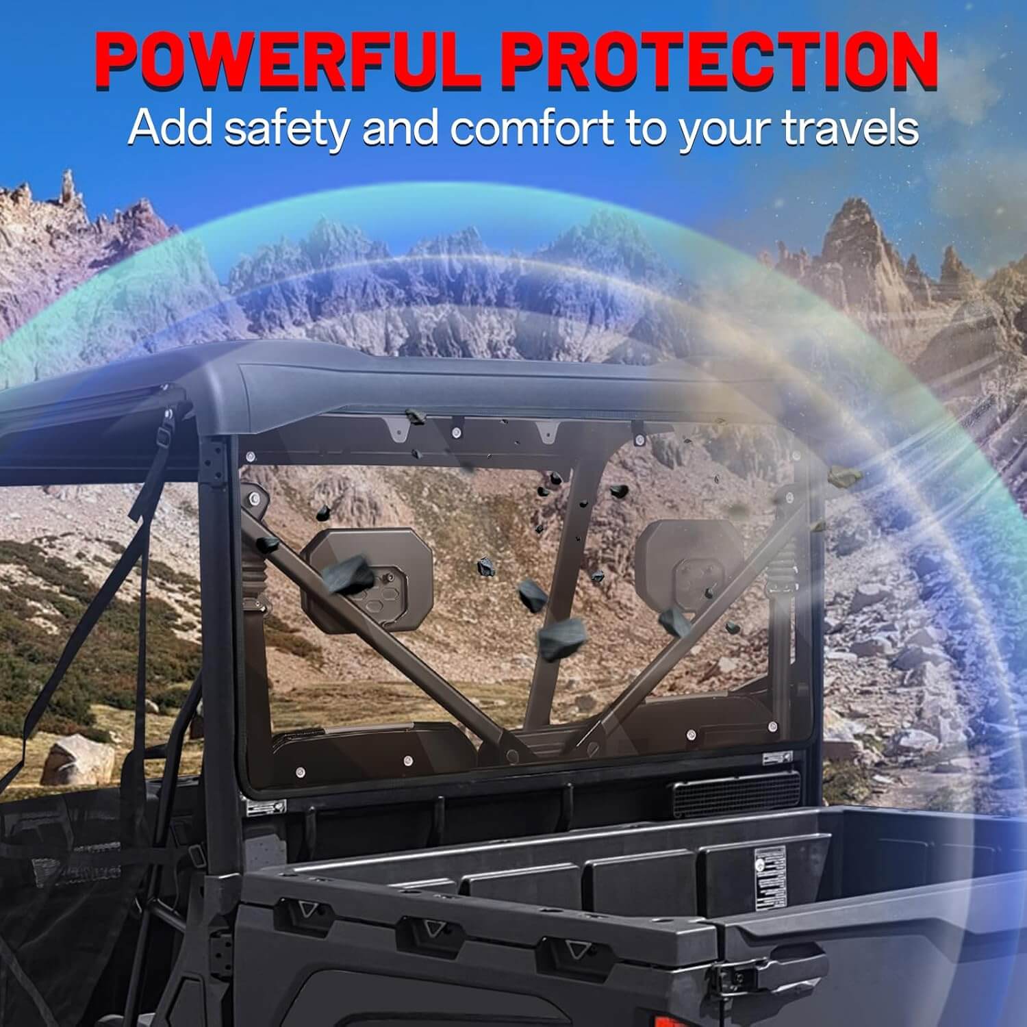 CFMOTO UForce 600 Rear Tinted Windshield powerful protection