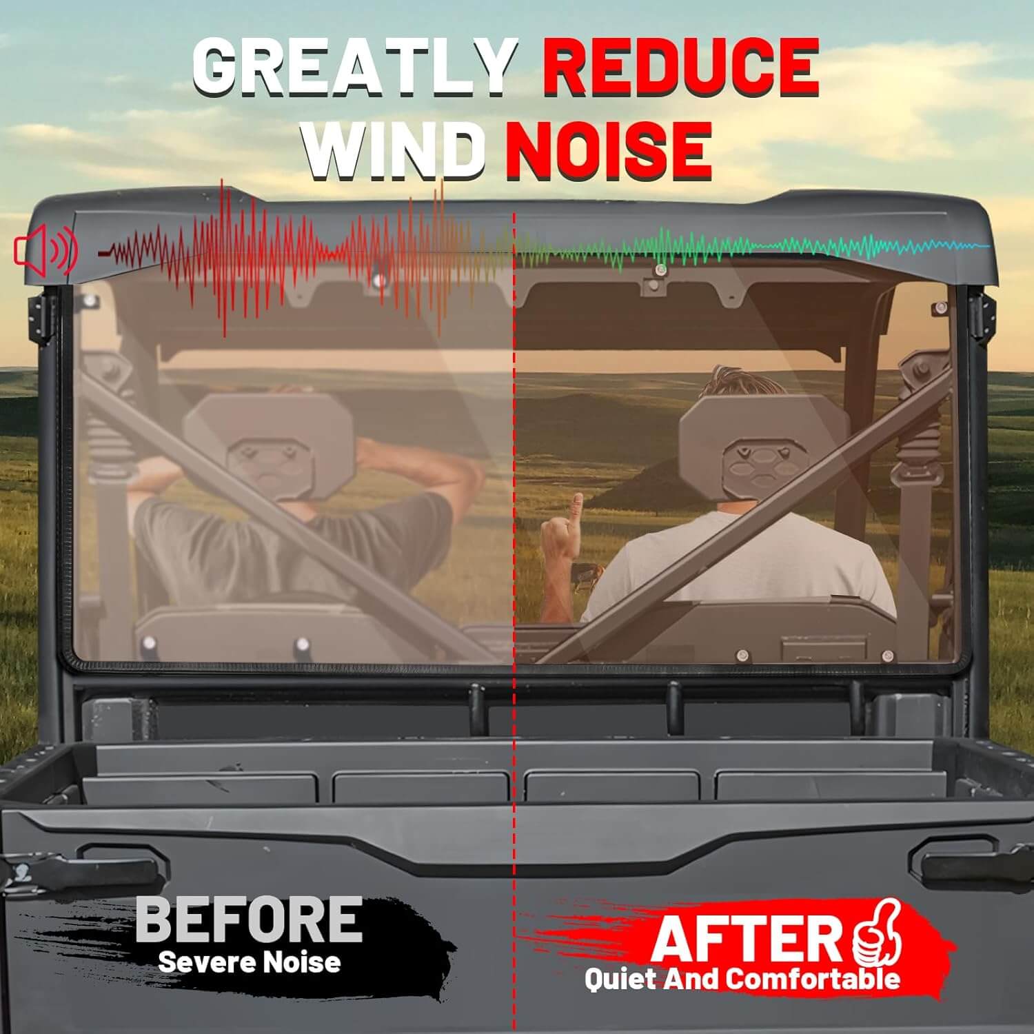 CFMOTO UForce 600 Rear Tinted Windshield noise reduction