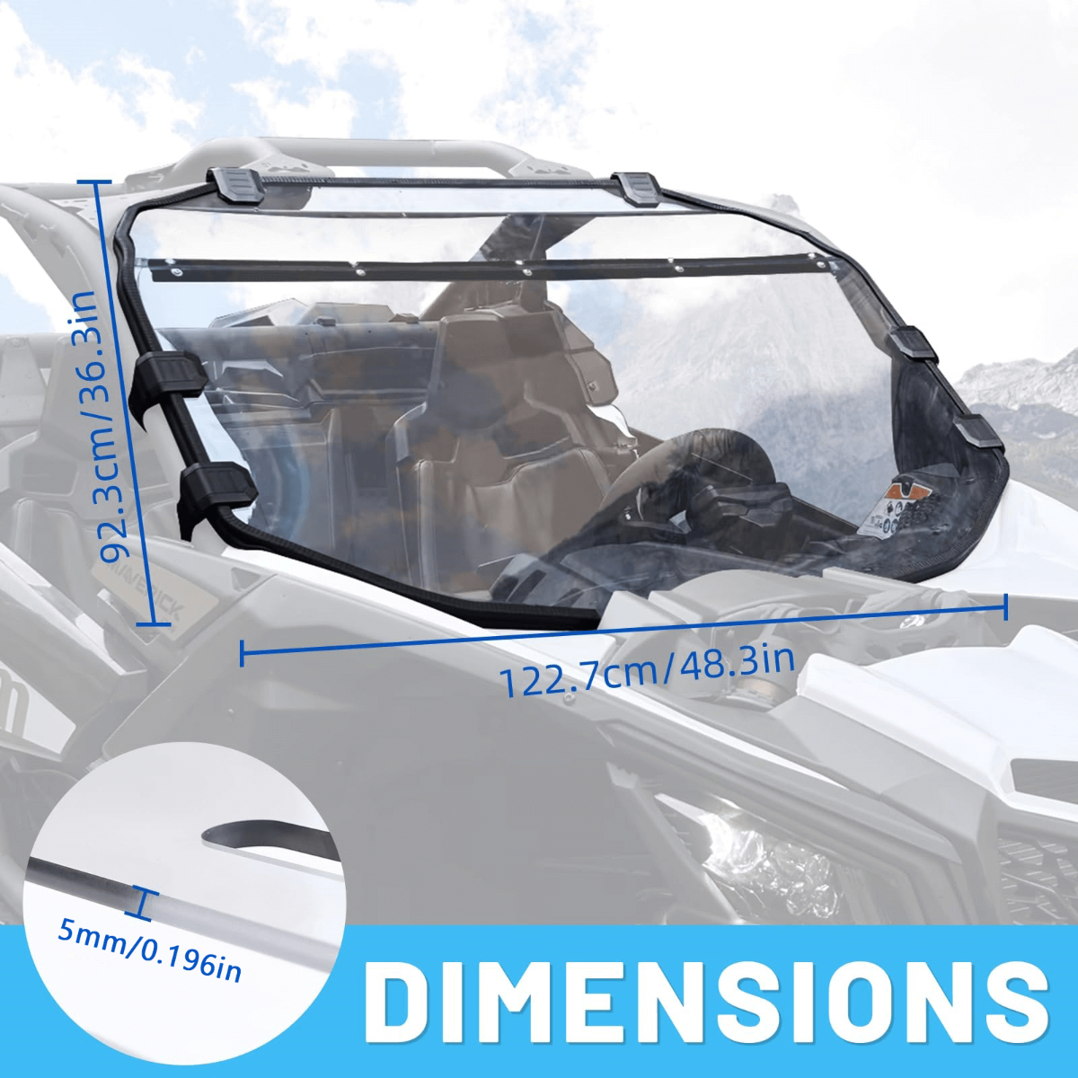 Starknightmt x3 full windshield dimension