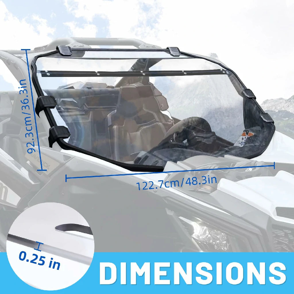 dimensions of maverick x3 full windshield