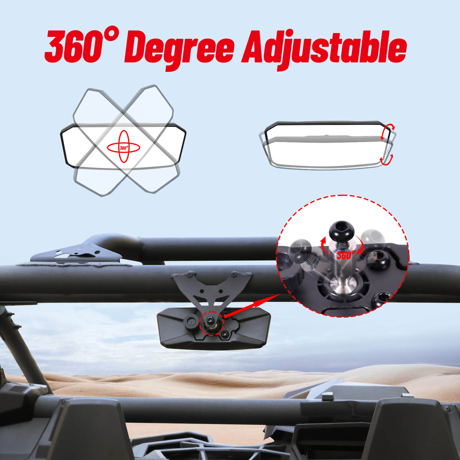 360° adjustable of can-am x3 rear view mirror