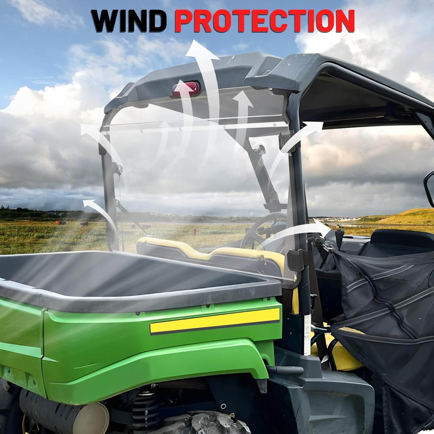 Gator XUV 550 rear windshield wind protection