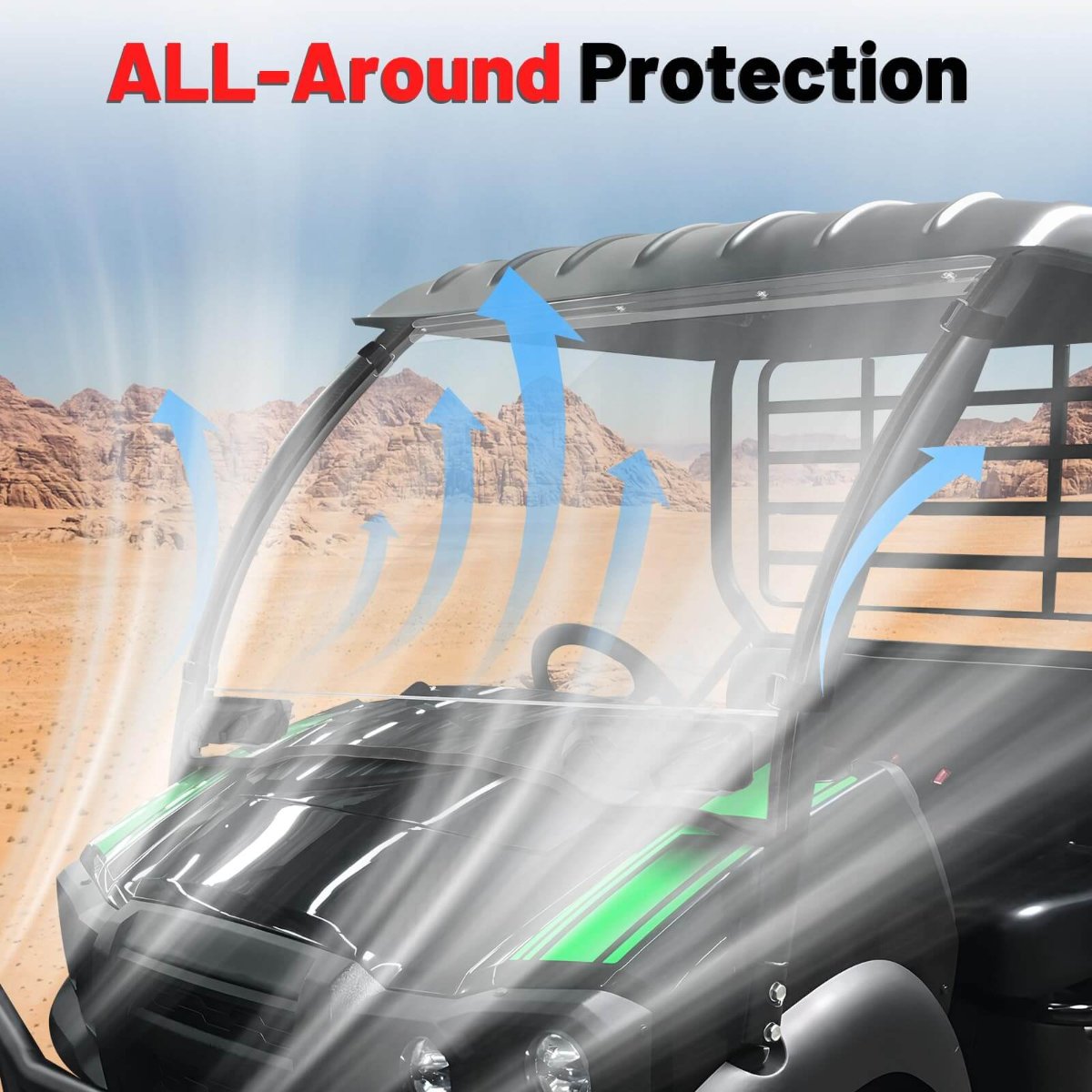 all round protection of mule sx vented windshield