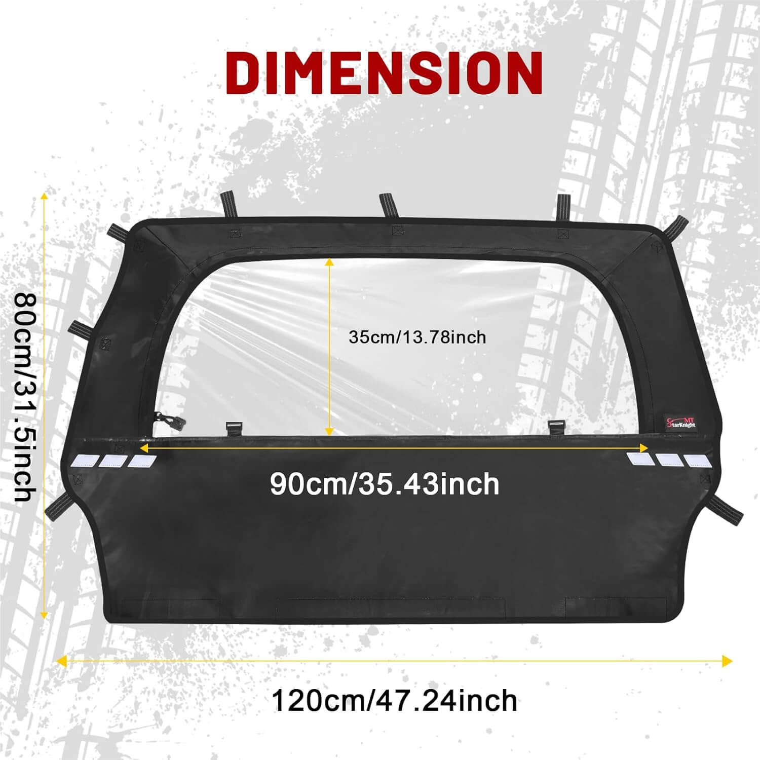 rzr soft rear windshield dimension