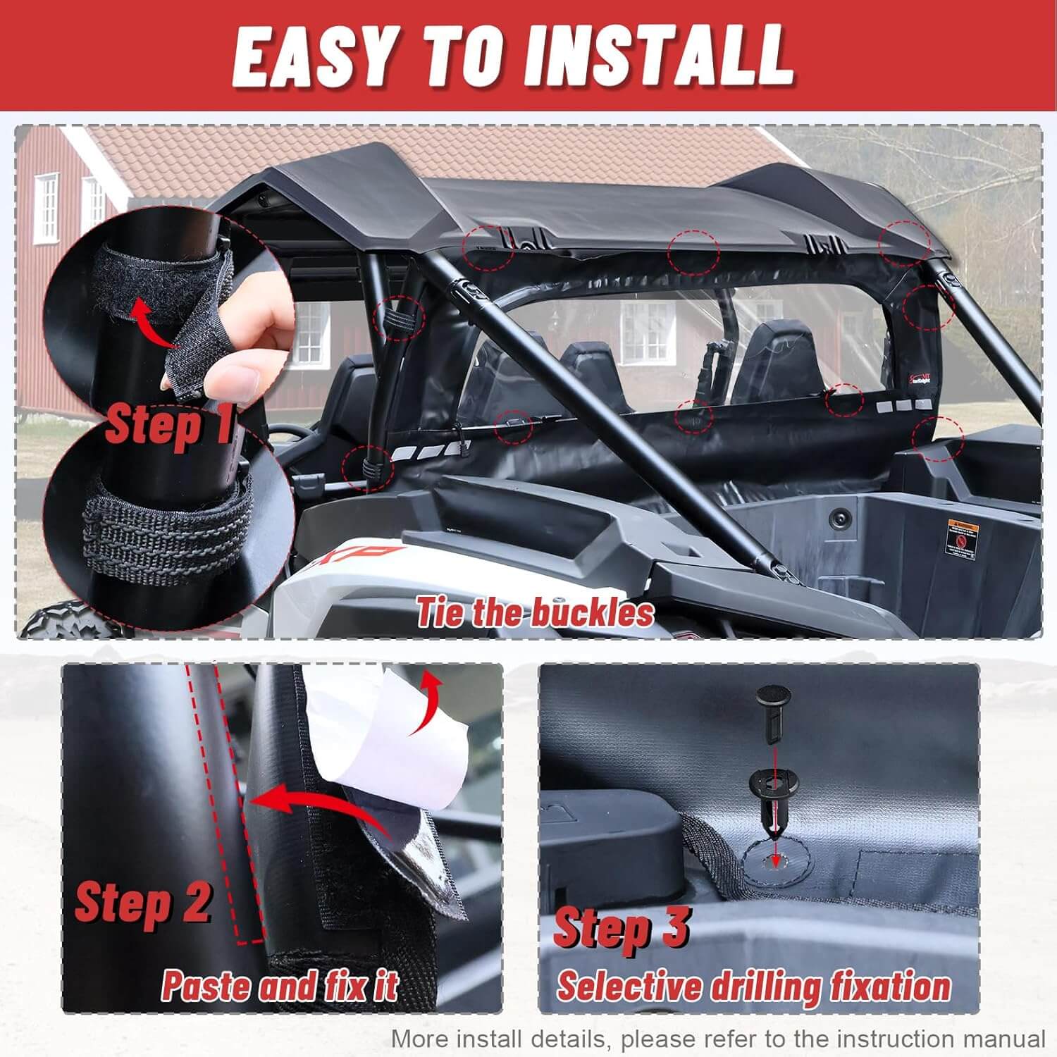 easy to install the 2024+ rzr soft rear windshield