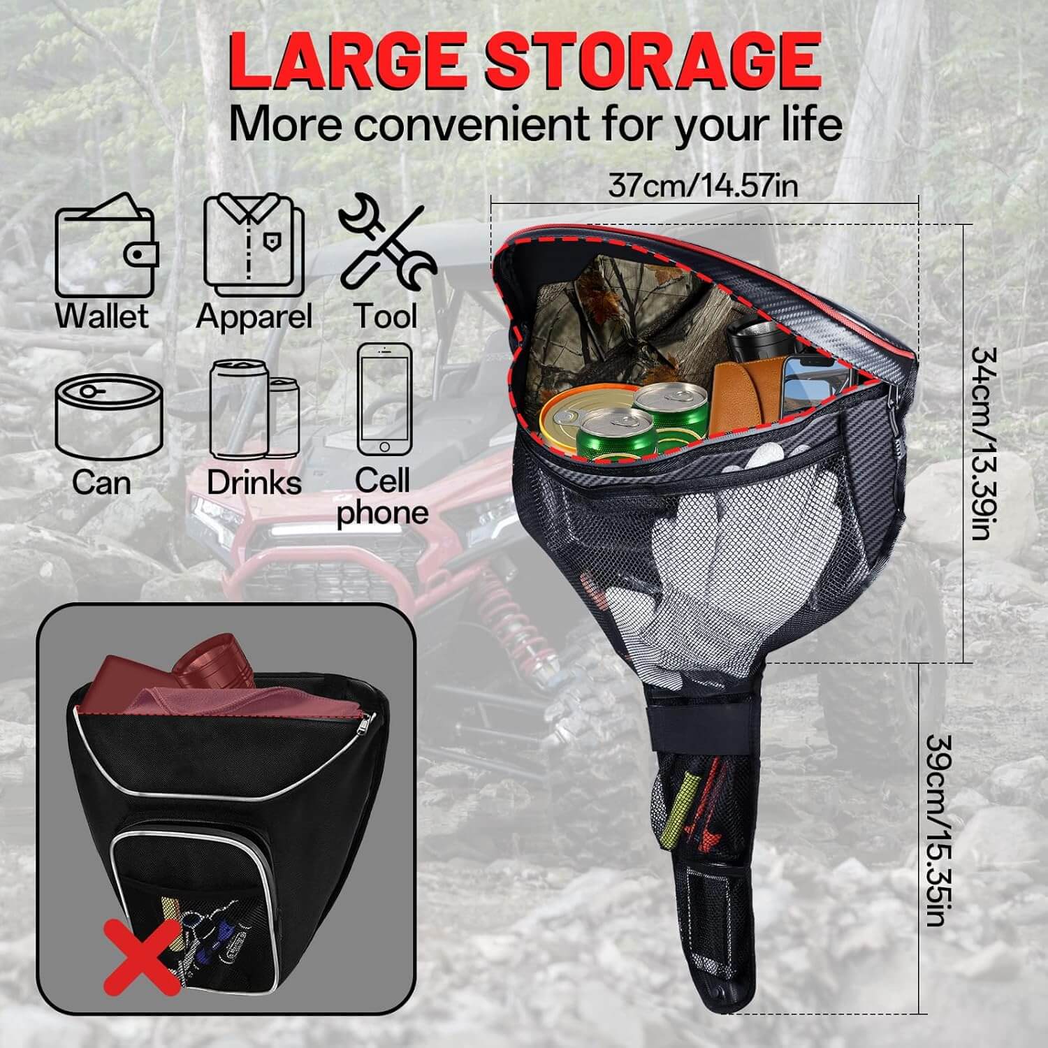 Polaris RZR XP 1000/XP 4 1000 Center Storage Bag large storage