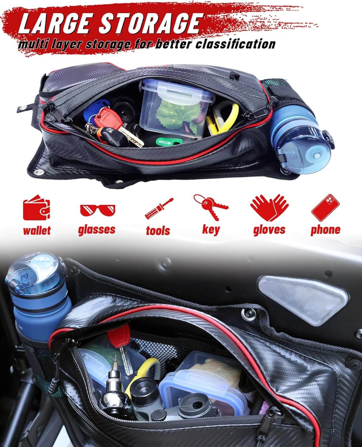 Polaris RZR XP 4 1000 Rear Side Door Storage Bags large storage space