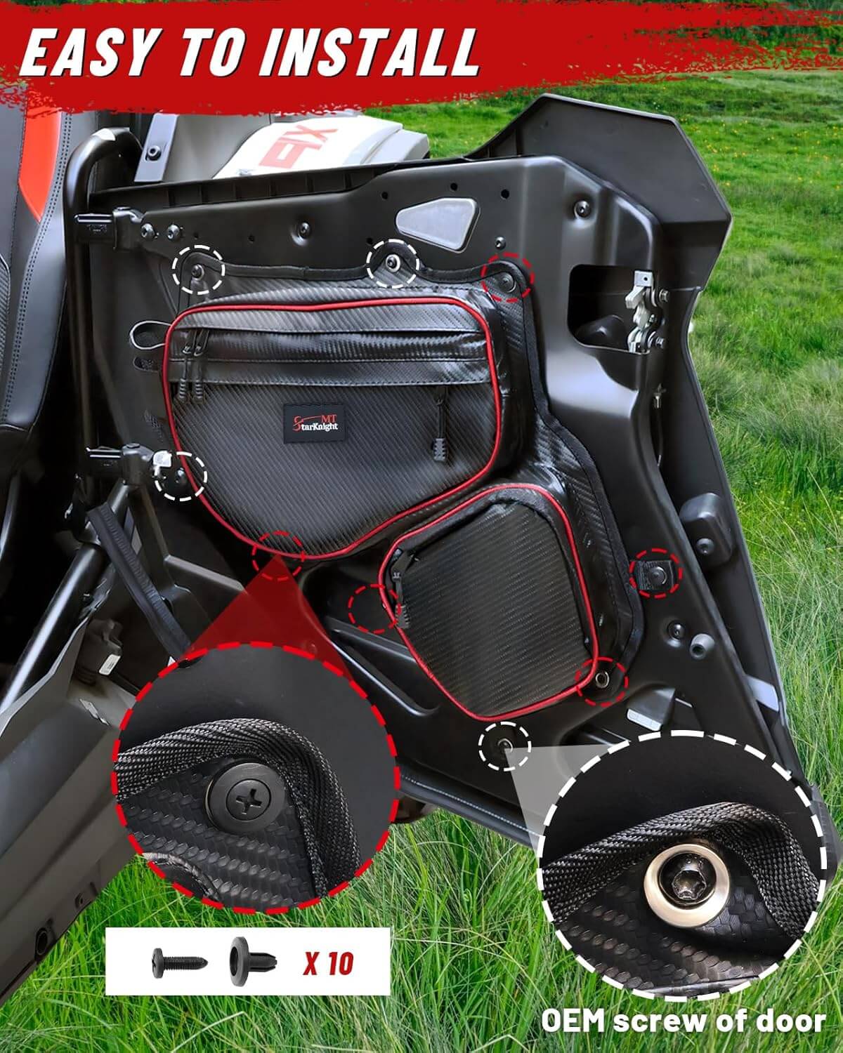 Polaris RZR XP 4 1000 Rear Side Door Storage Bags easy installation