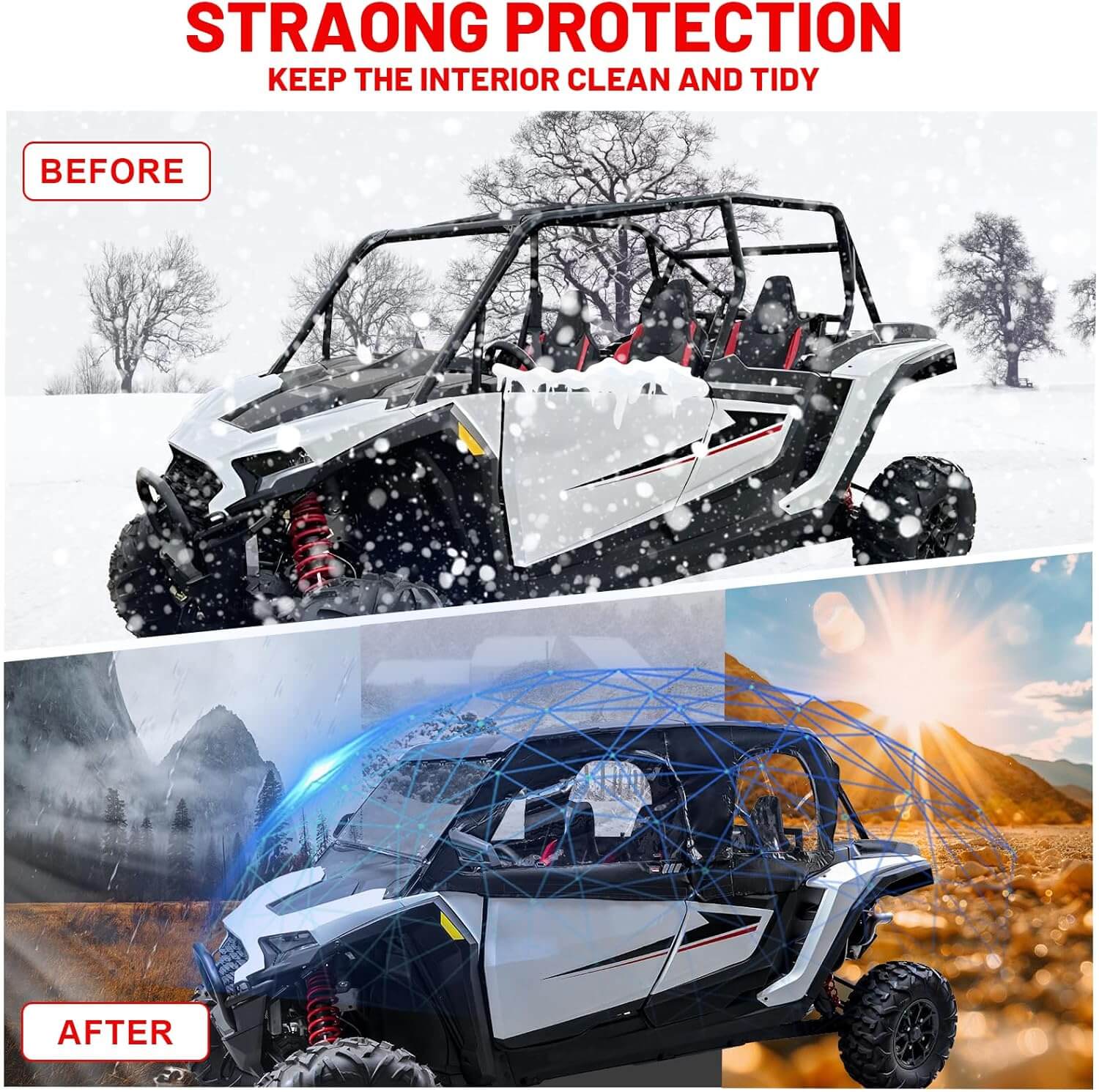 polaris rzr xp 4 1000 soft cab enclosure  upper doors strong protection