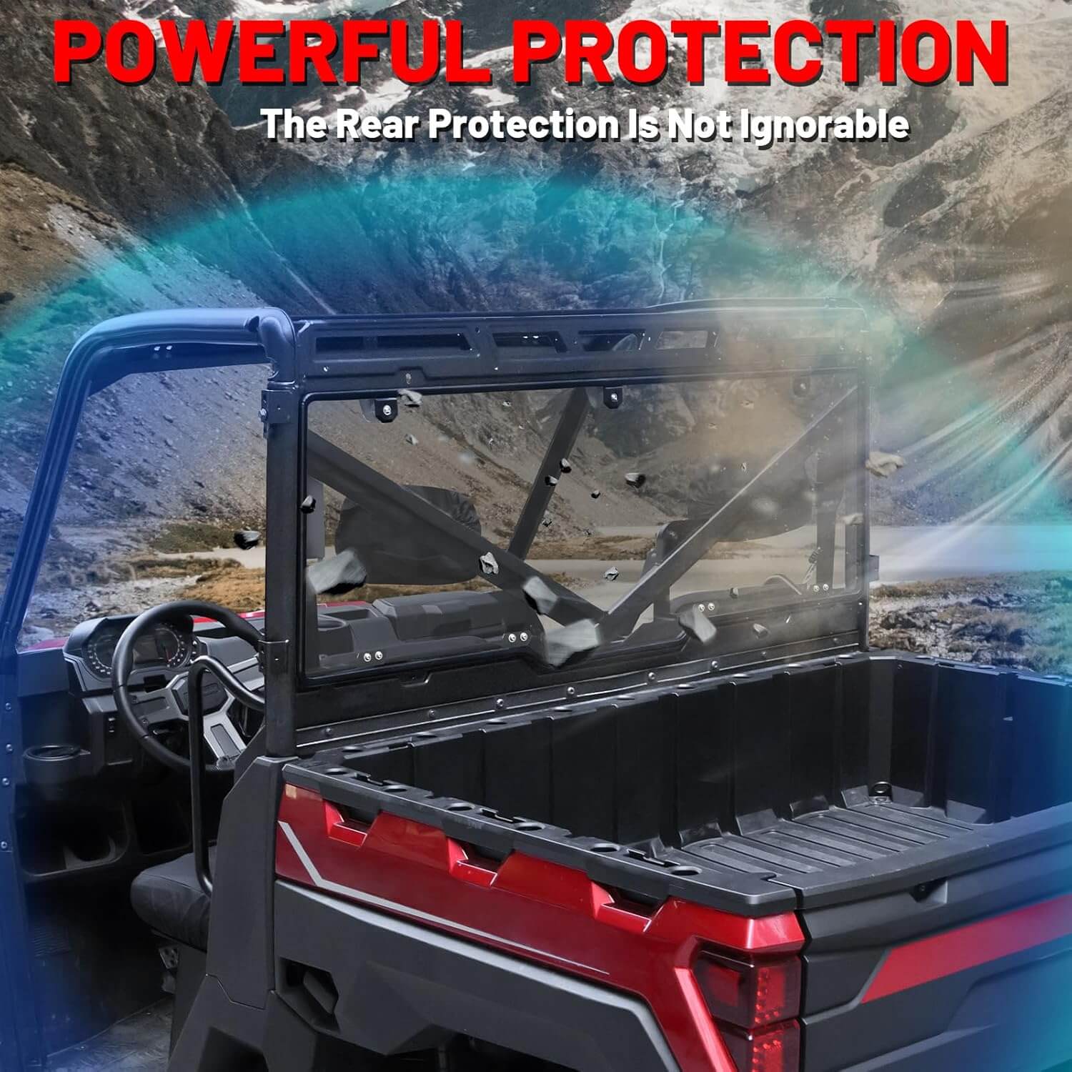 Polaris Ranger 1000/XP 1000 Smoked Tinted Rear Windshield powerful protection