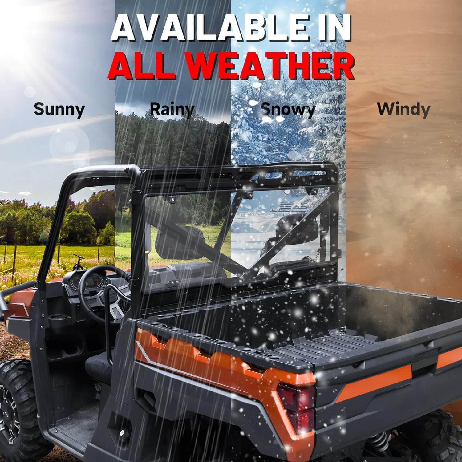 Polaris Ranger 1000/XP 1000 Smoked Tinted Rear Windshield all-weather protection