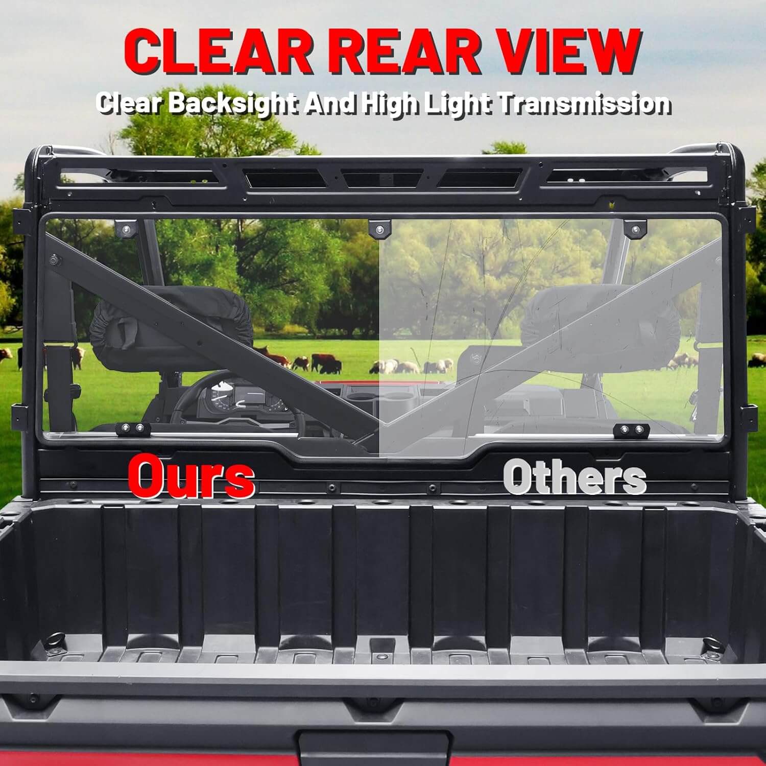 Polaris Ranger 1000/XP 1000 Smoked Tinted Rear Windshield high visibility