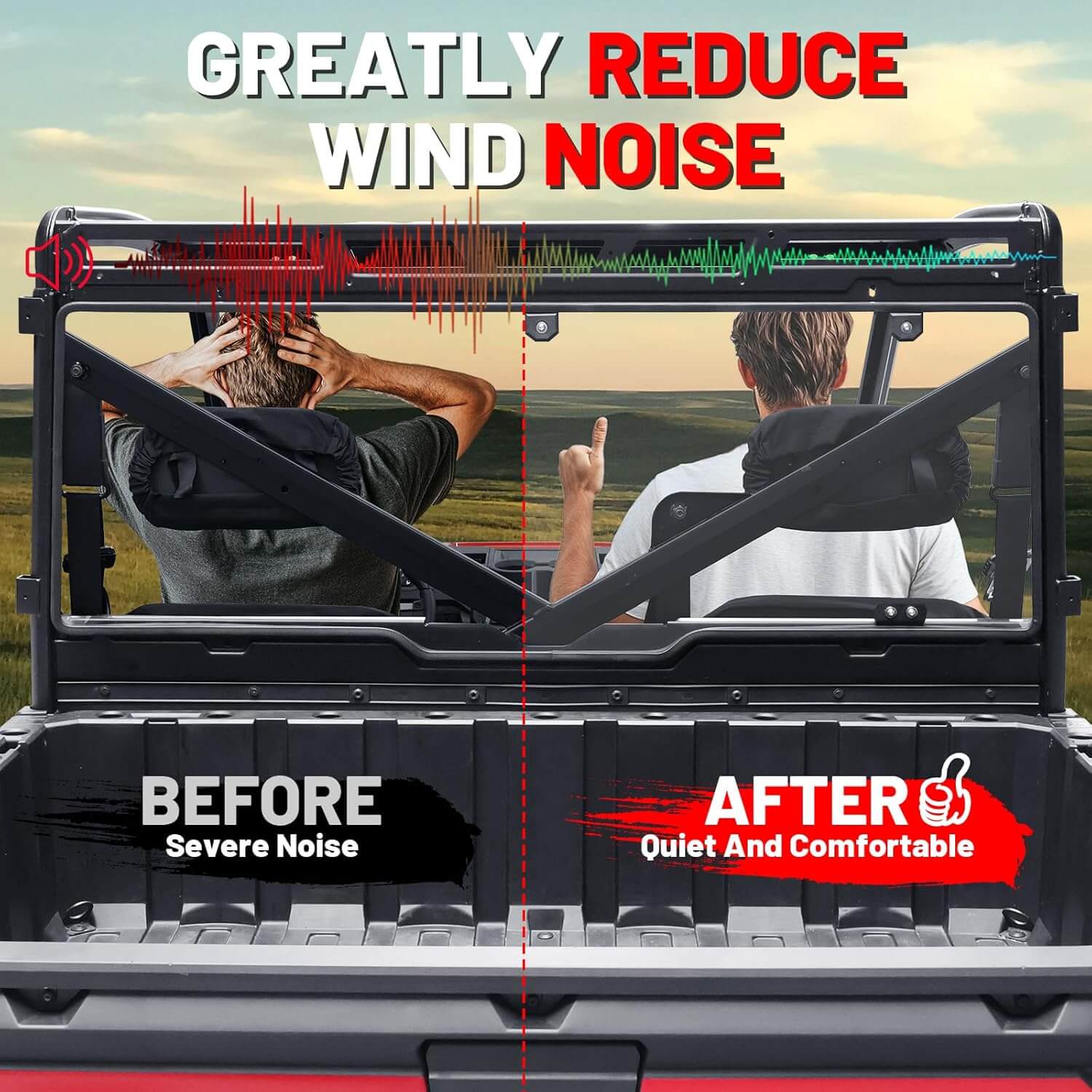 Polaris Ranger 1000/XP 1000 Smoked Tinted Rear Windshield noise reduction