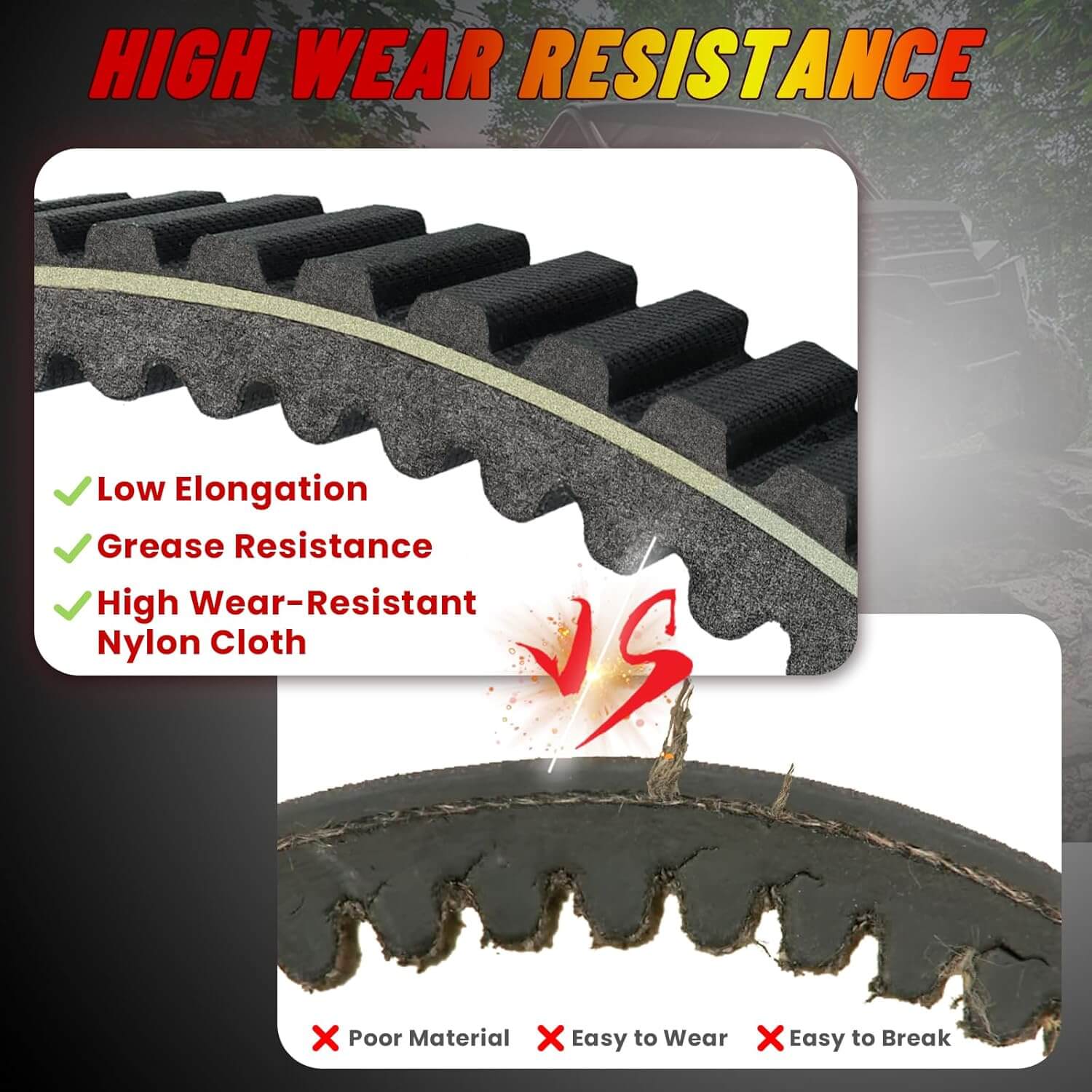 Ranger XP drive belt high wear resistance