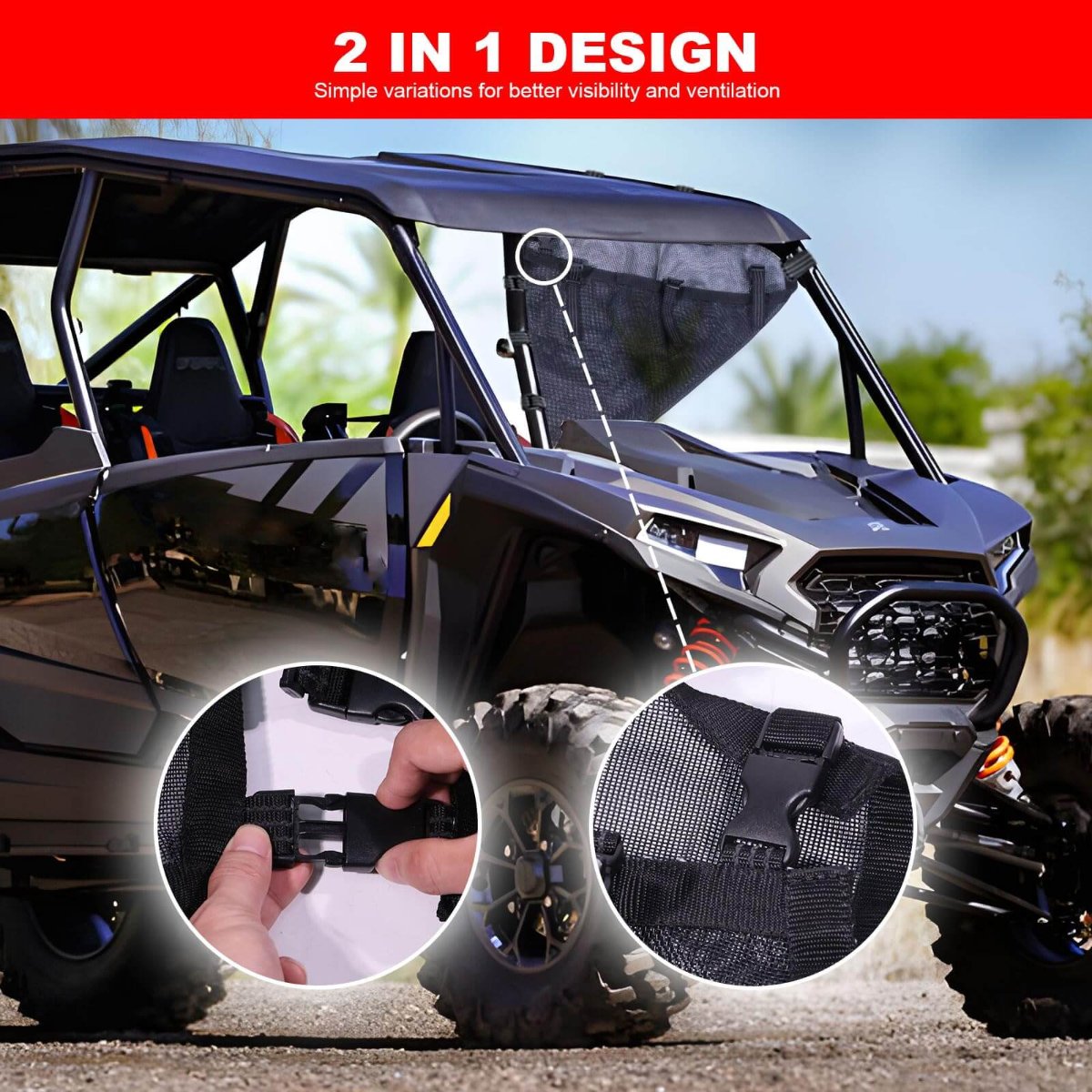 2 in 1 design of rzr 4 seater window mesh