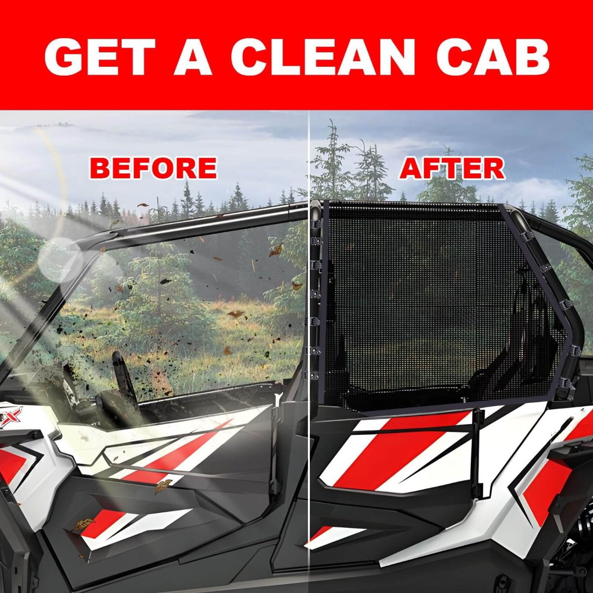 before and after install the polaris rzr side window net