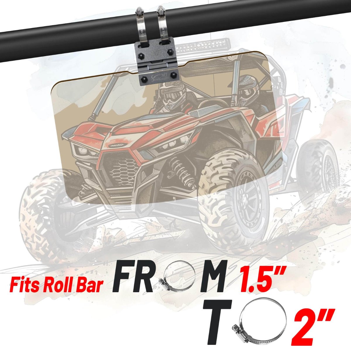 starknightmt utv sun visor fit 1.5-2 inch roll bar