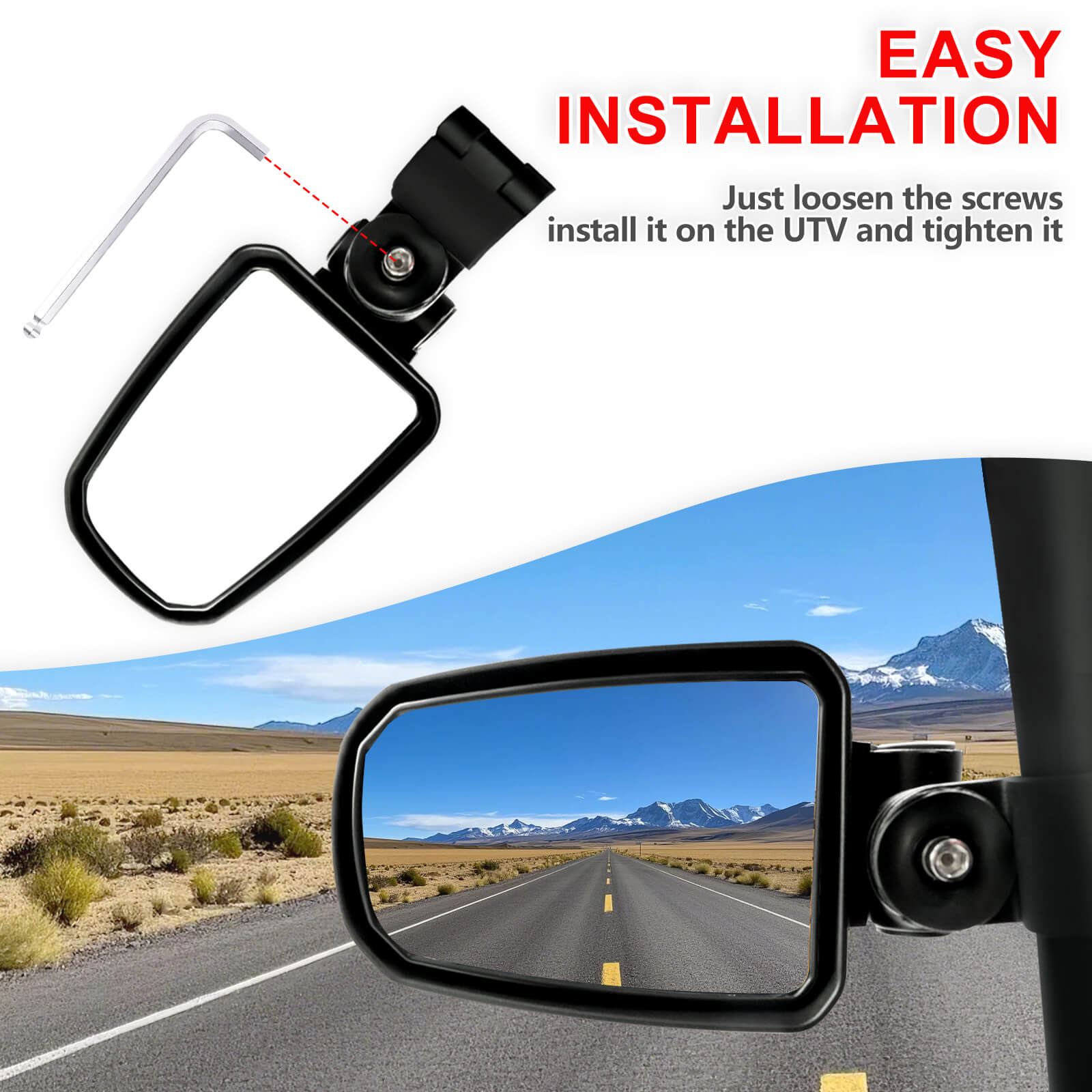 easy to install the utv side view mirror fit 1.75 roll cage