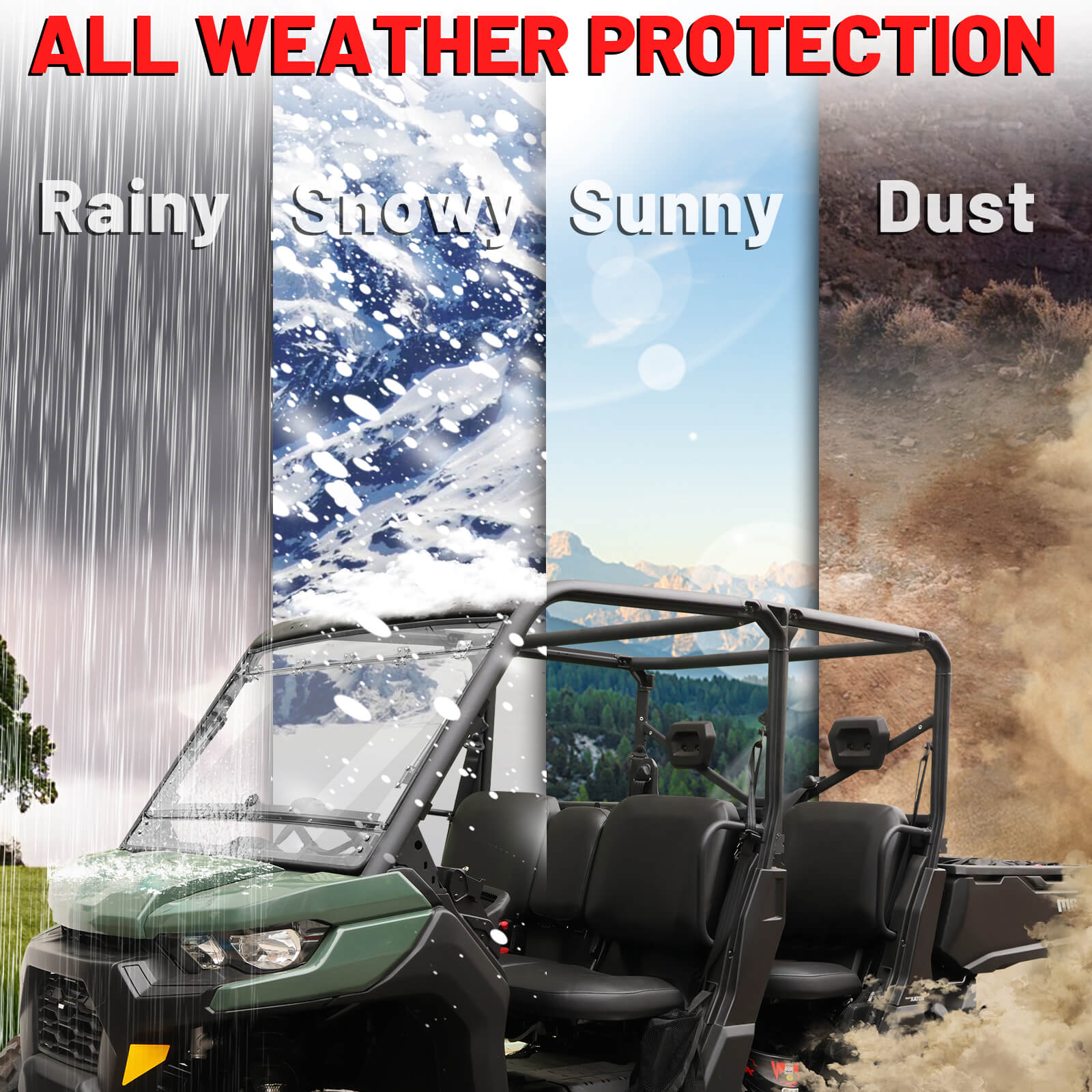 defender HD flip windshield provide all weather protection