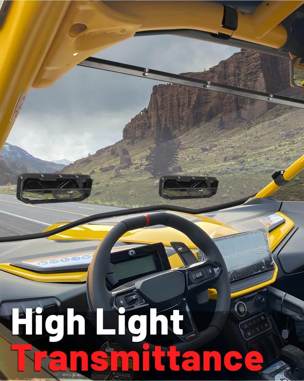 can am maverick r full windshield has high light transmittance