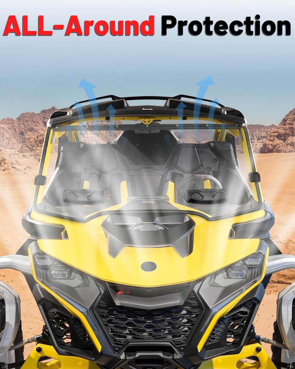 can am maverick r front windshield all-round protection