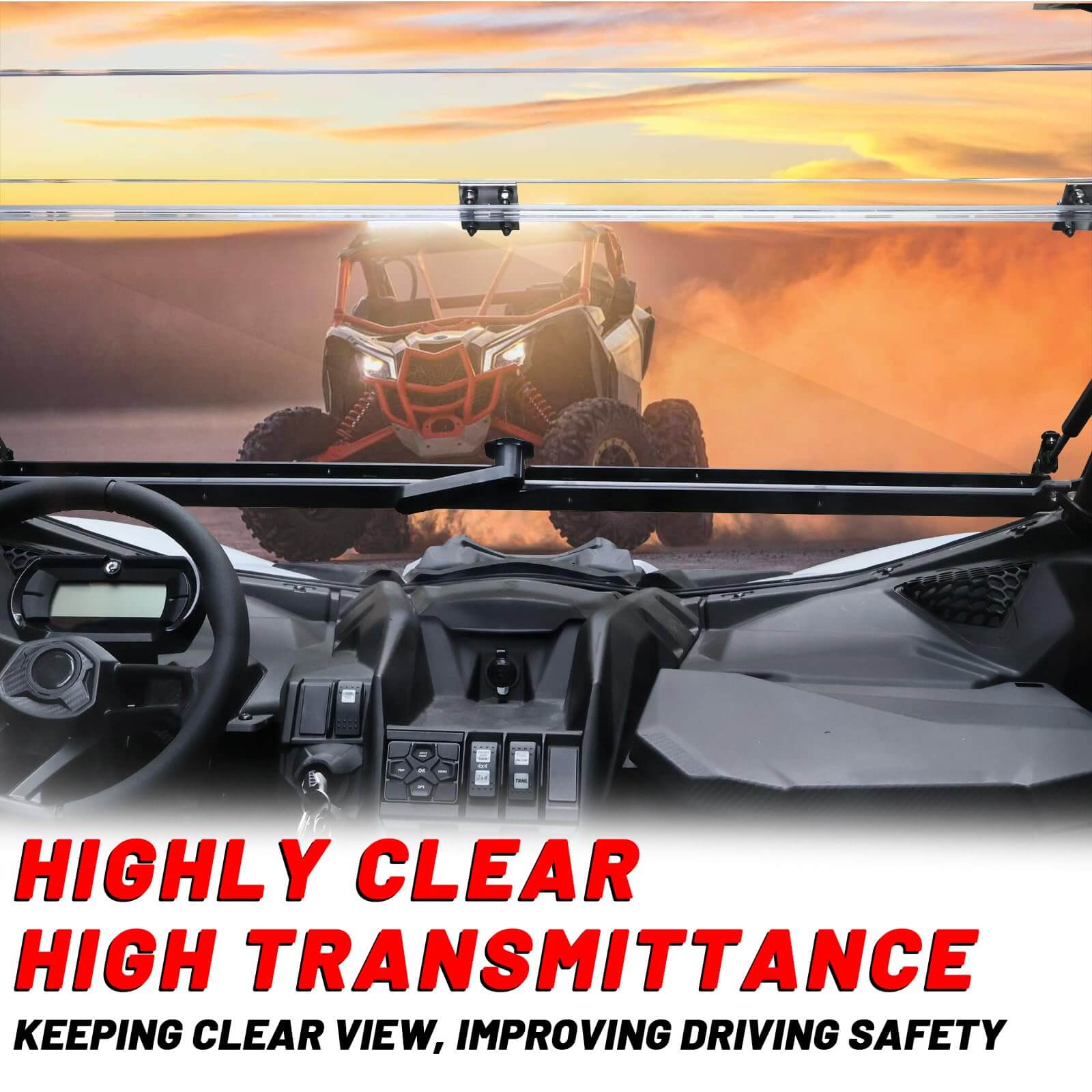 maverick x3 flip windshield high clear and transmittance 