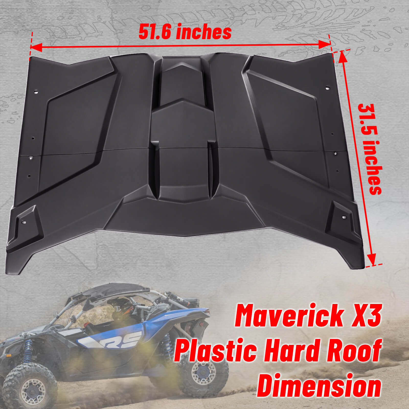 maverick x3 plastic hard roof dimension