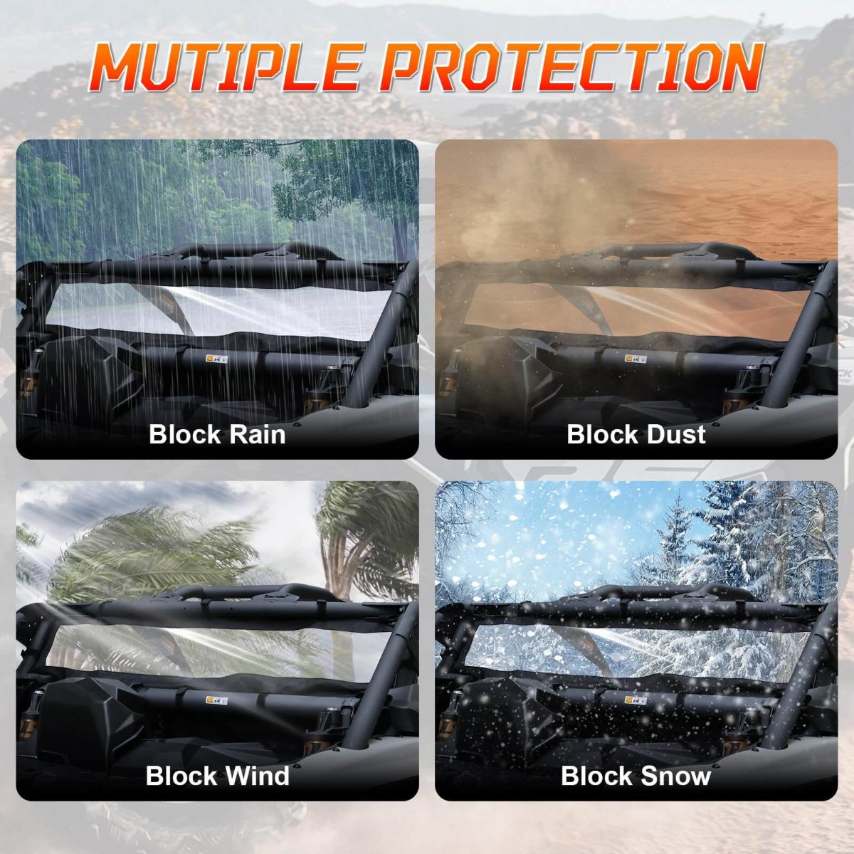 x3 soft windshield block rain, dust ,wind and snow