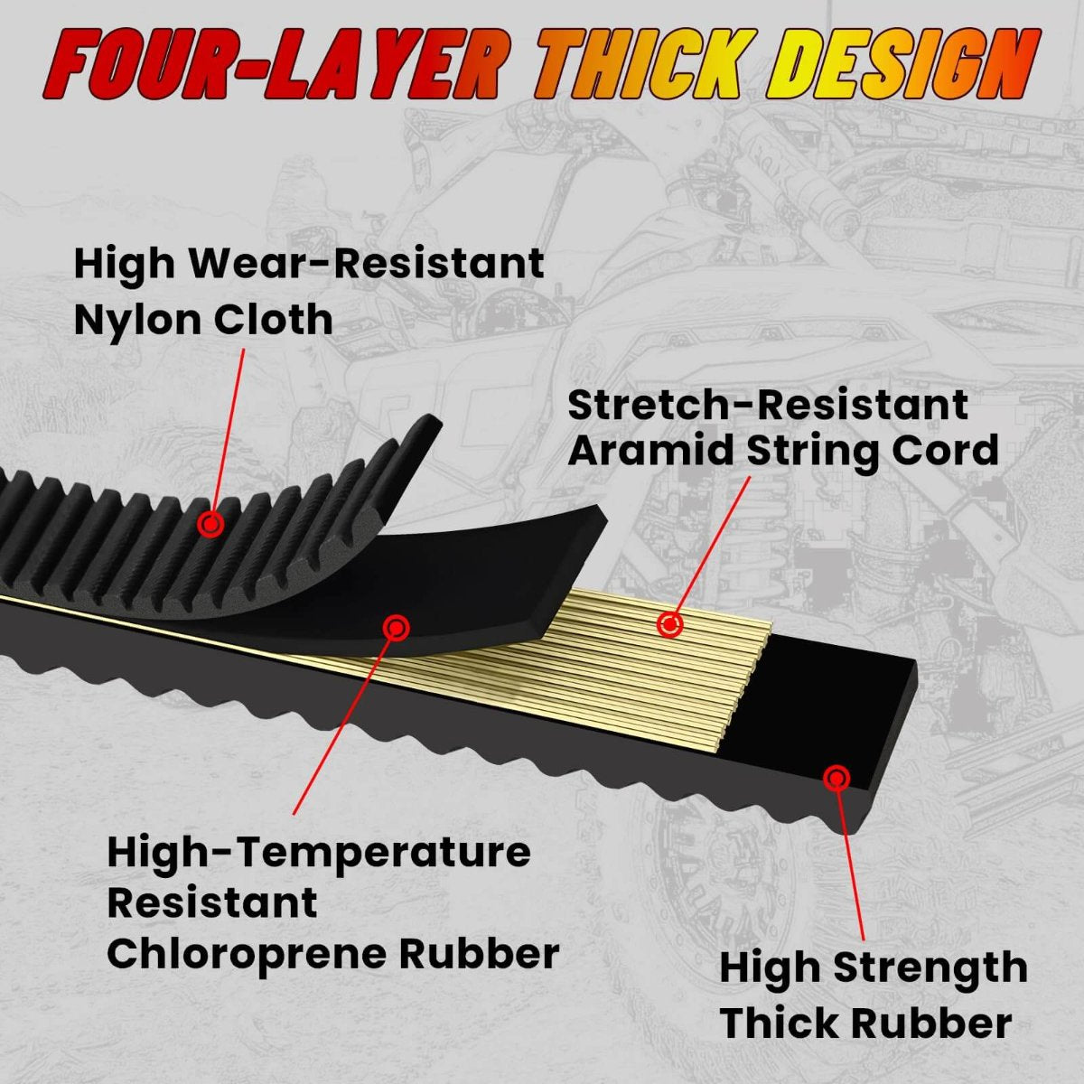 four layer design of hisun belt replacement