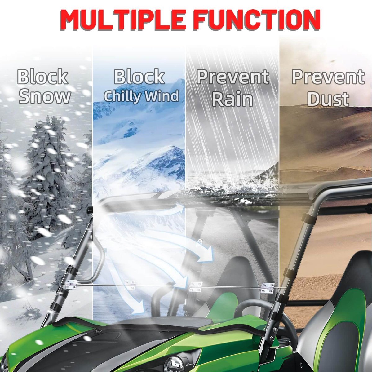 kawasaki teryx filp windshield multiple funtion