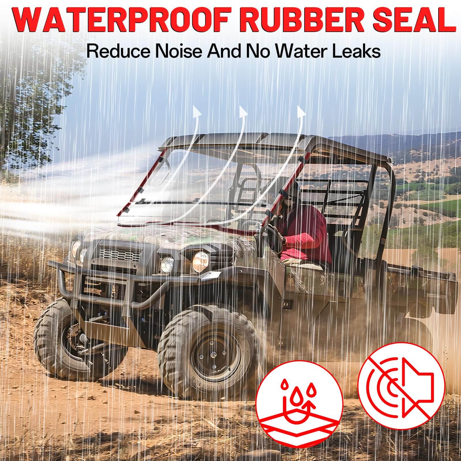 Kawasaki Mule Pro Scratch-Resistant Flip Windshield