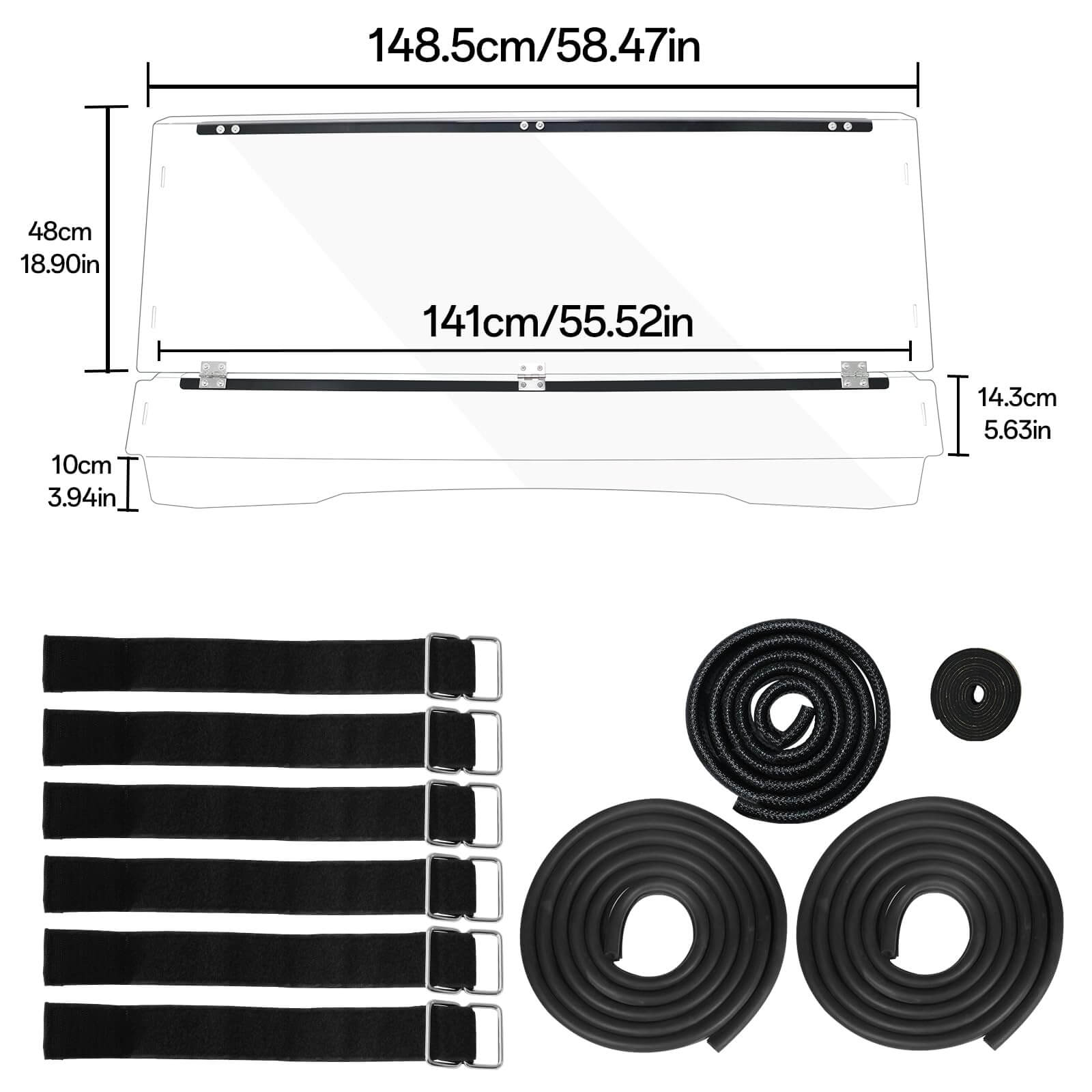 Kawasaki Mule Pro Scratch-Resistant Flip Windshield