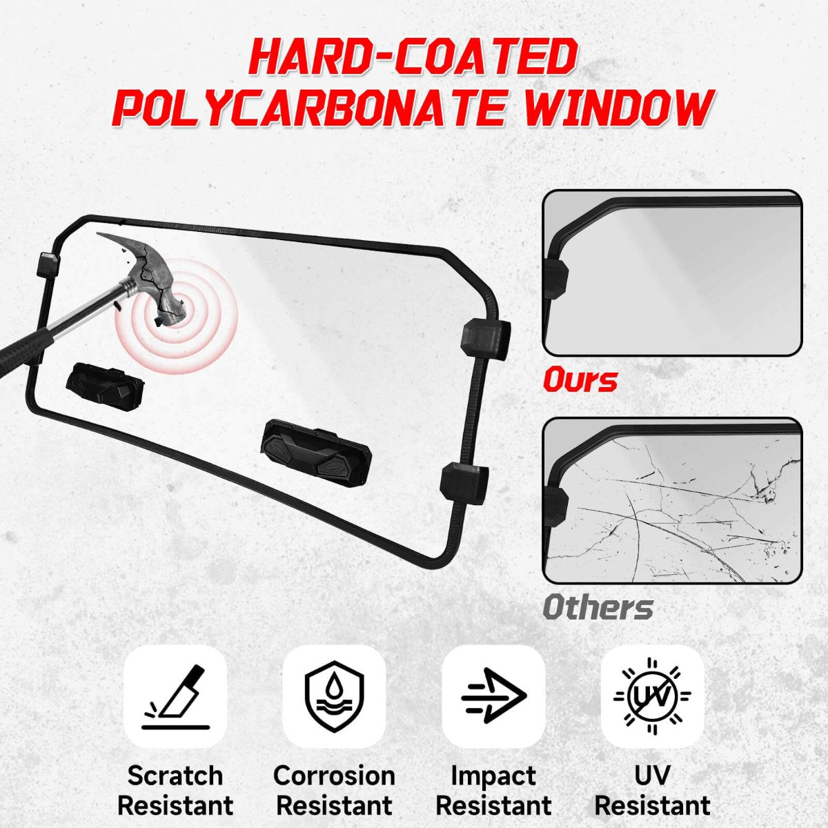 polaris general vented front windshield hard-coated material