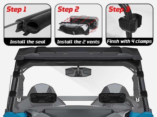 polairs general 1000 vented front windshield installation step