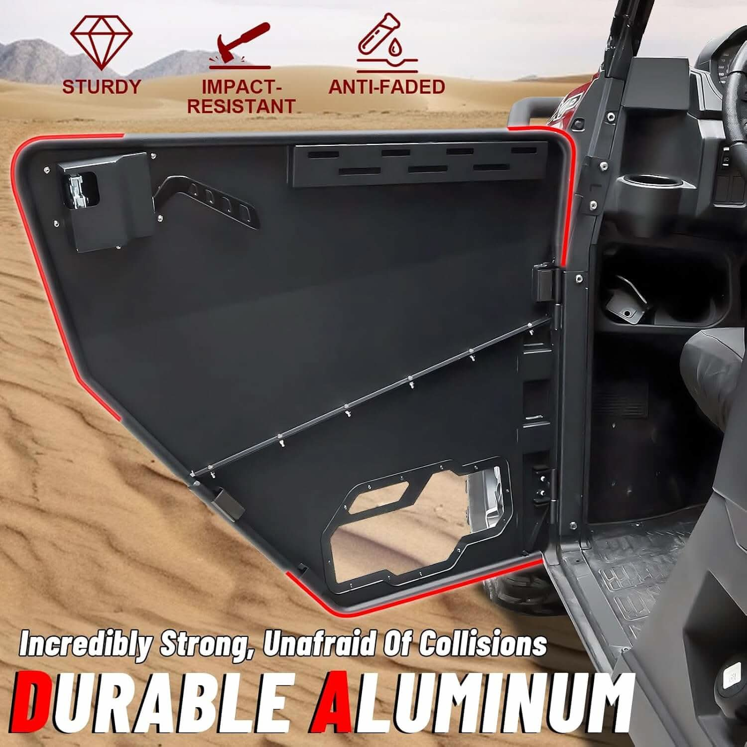 durable aluminum material of StarknightMT ranger xp 1000 half doors