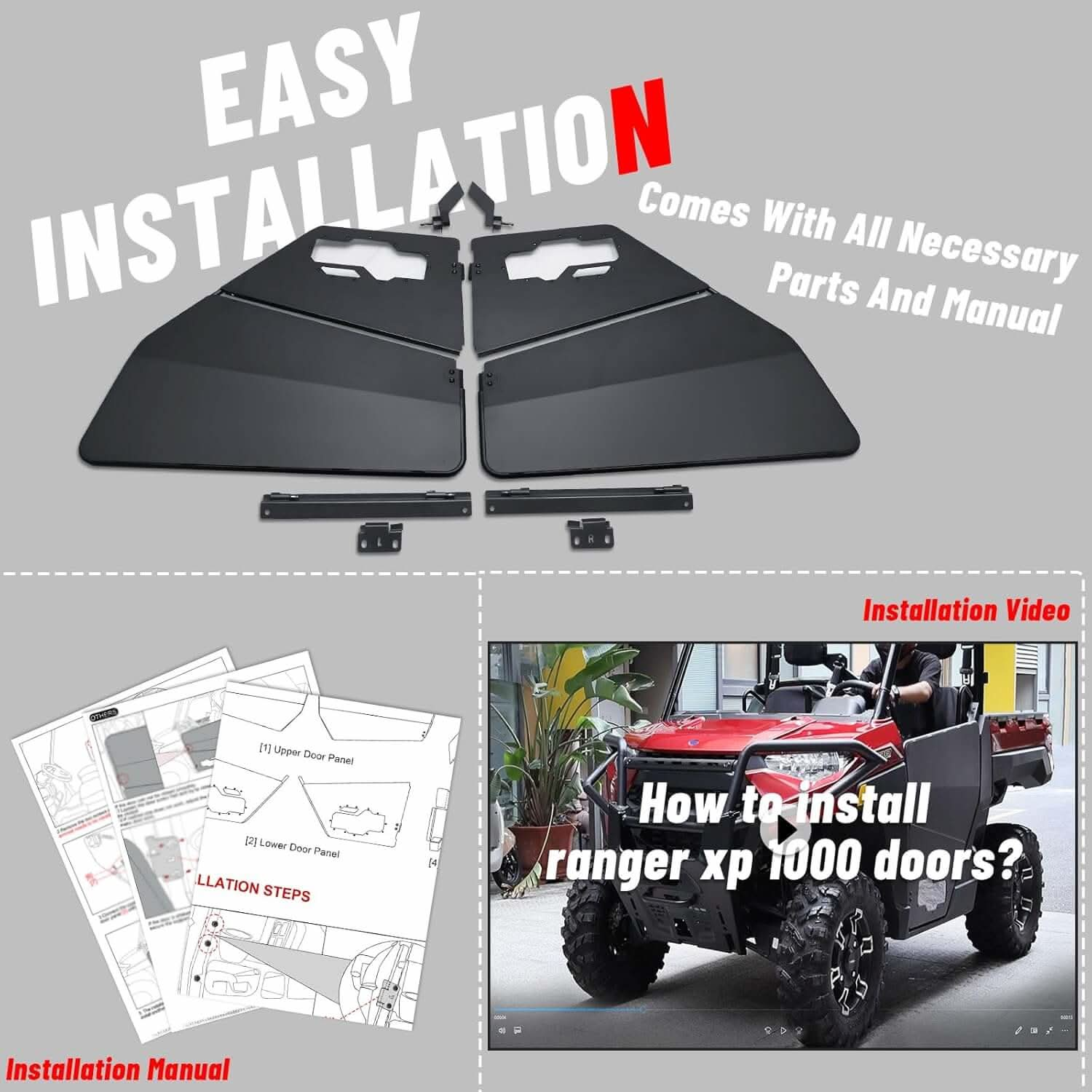 easy  installtion of ranger xp 1000 doors