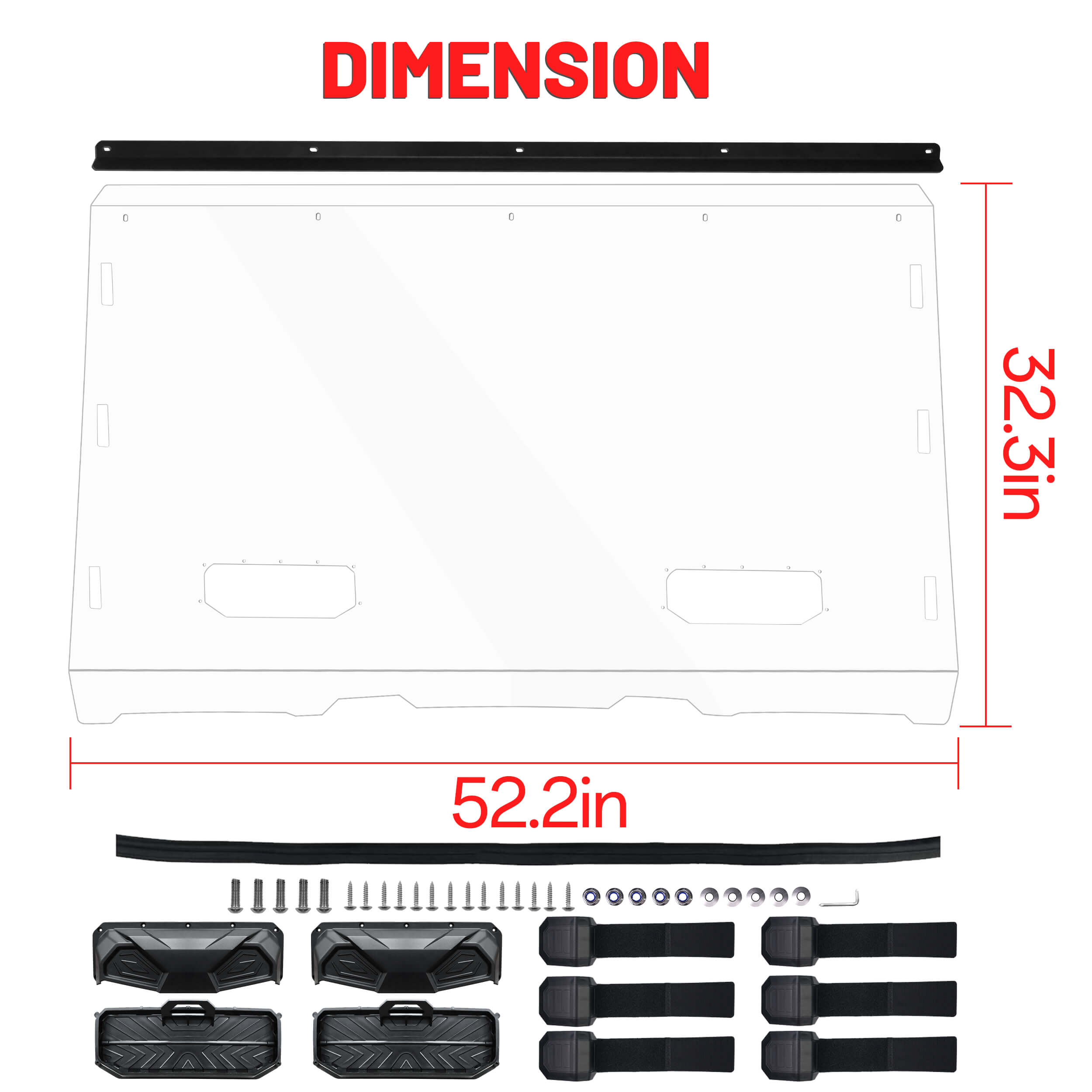 polaris ranger 800 vent windshield dimension