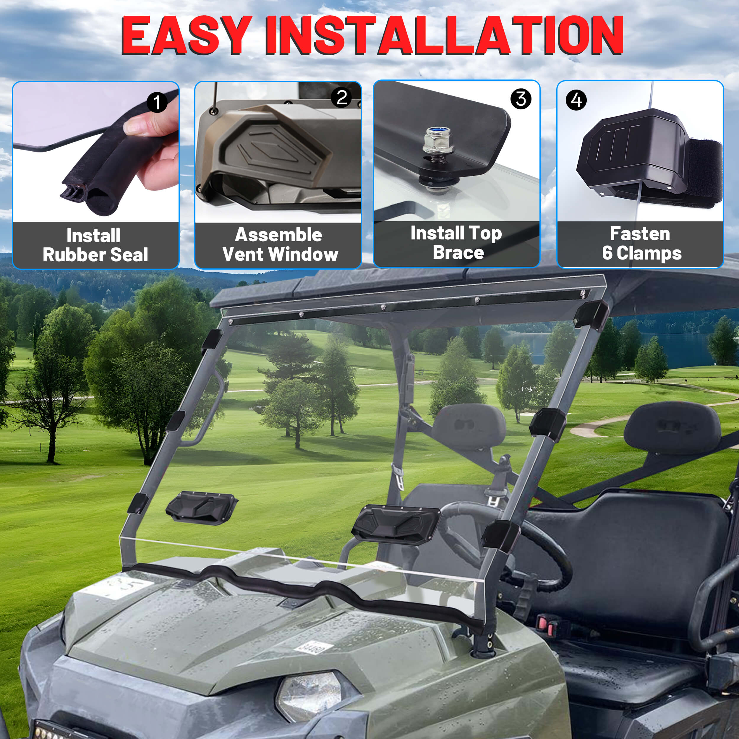 easy to install ranger xp 800 vented windshield