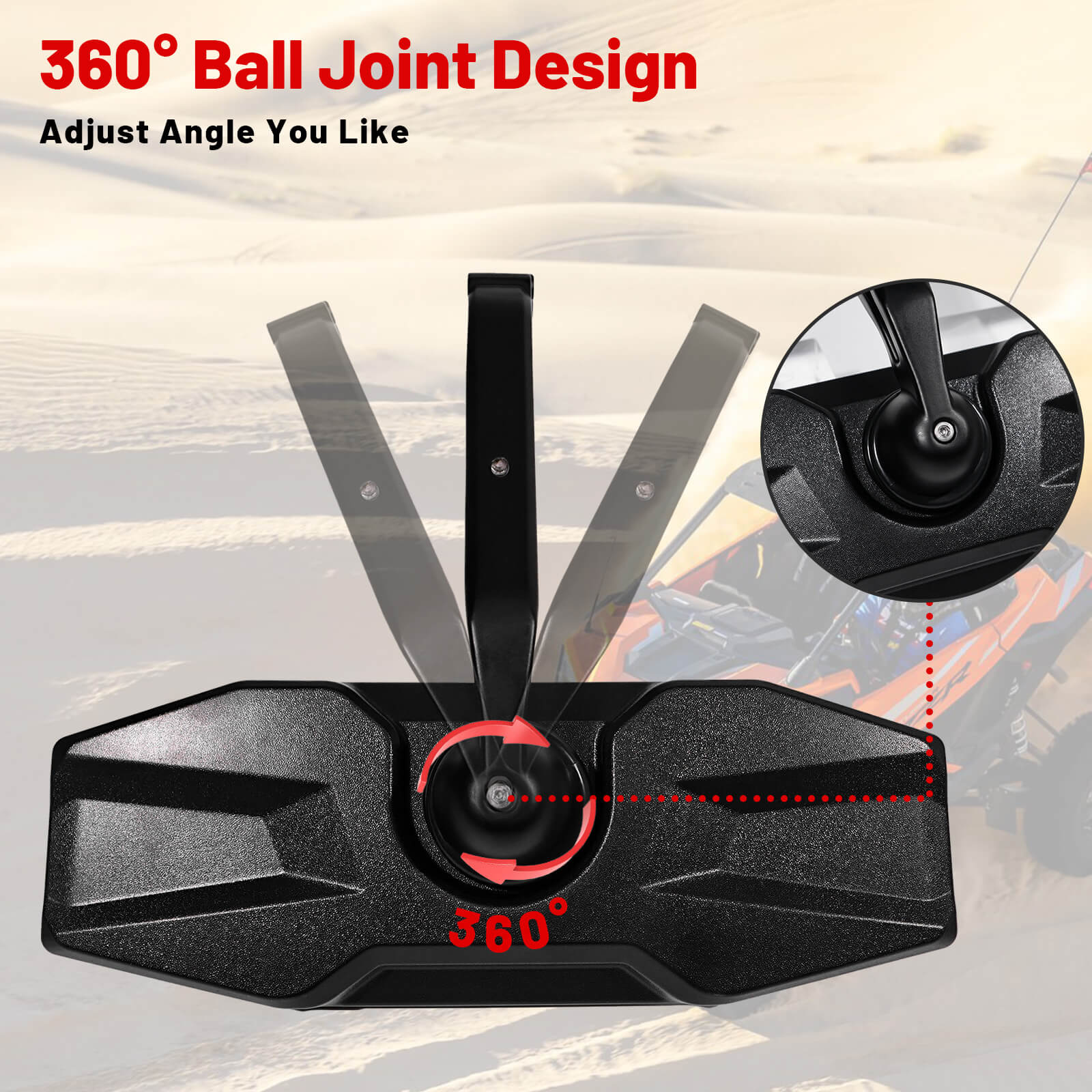 360° bal joint design of rzr rear view mirror