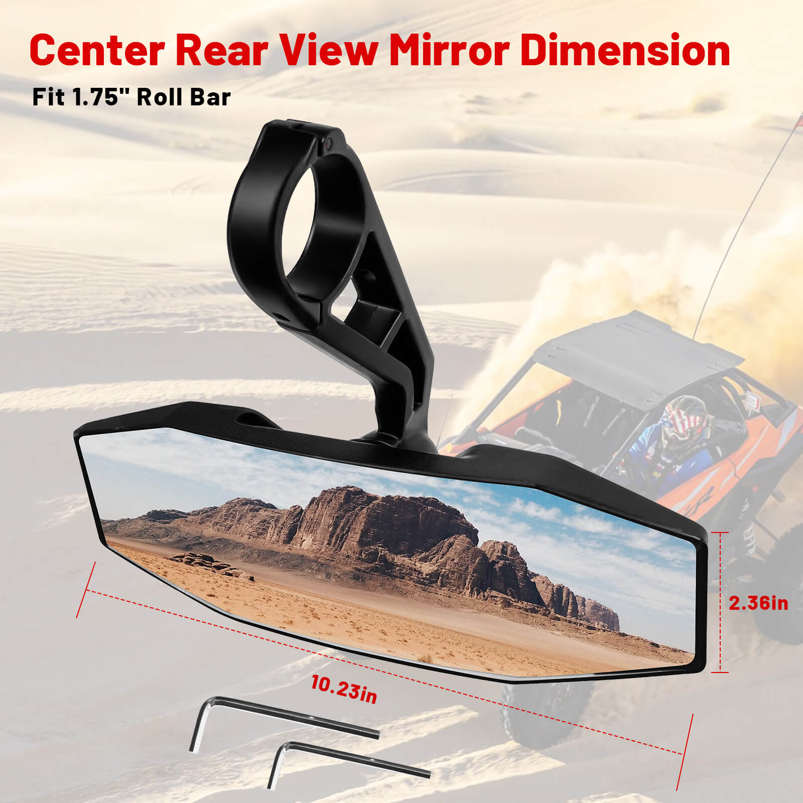 Polaris RZR center rear view mirror dimension