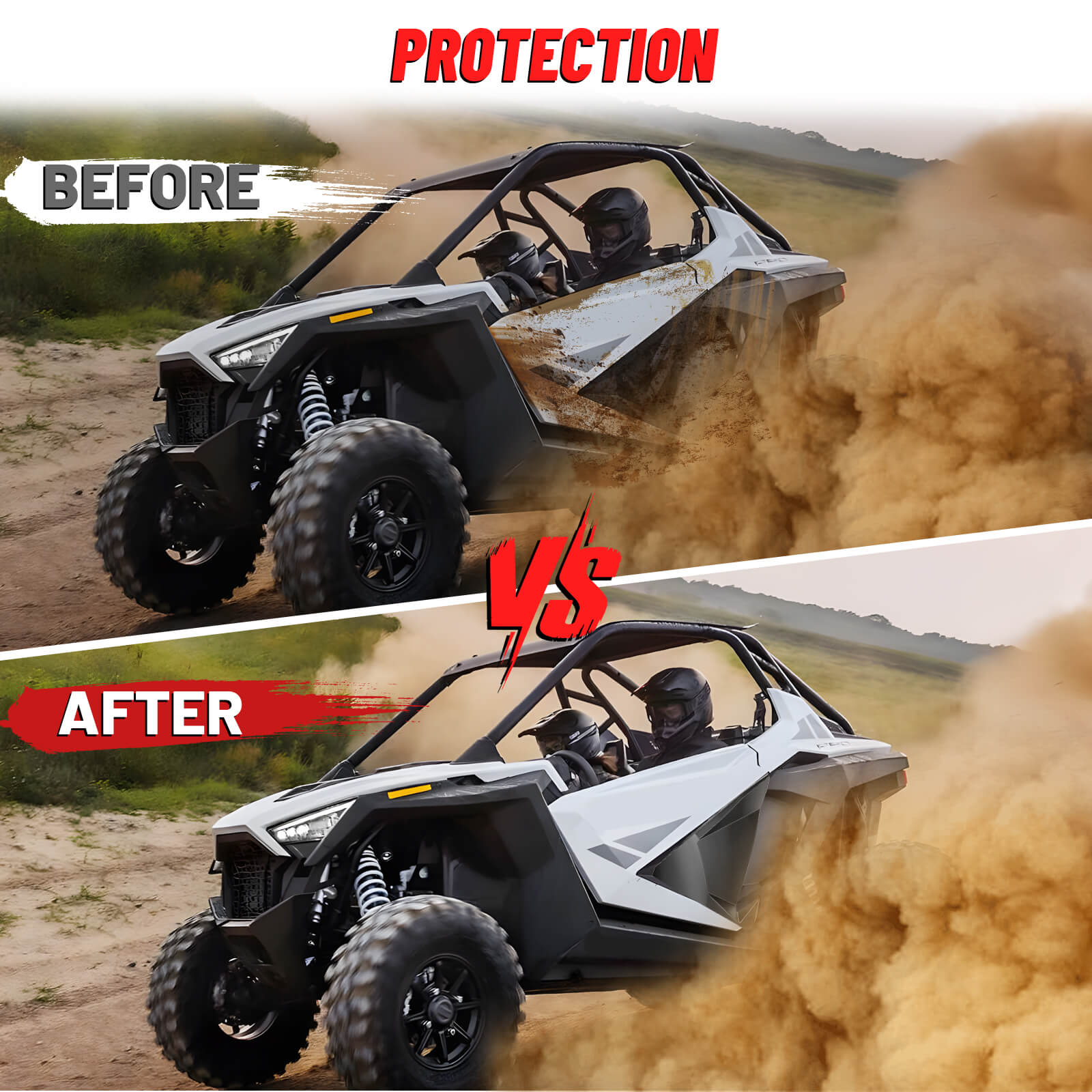 before and after install the rzr pro xp lower door panels