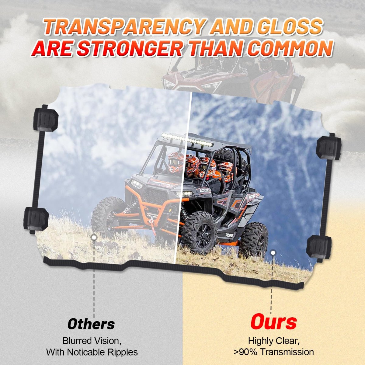 high transparency of rzr pro full windshield