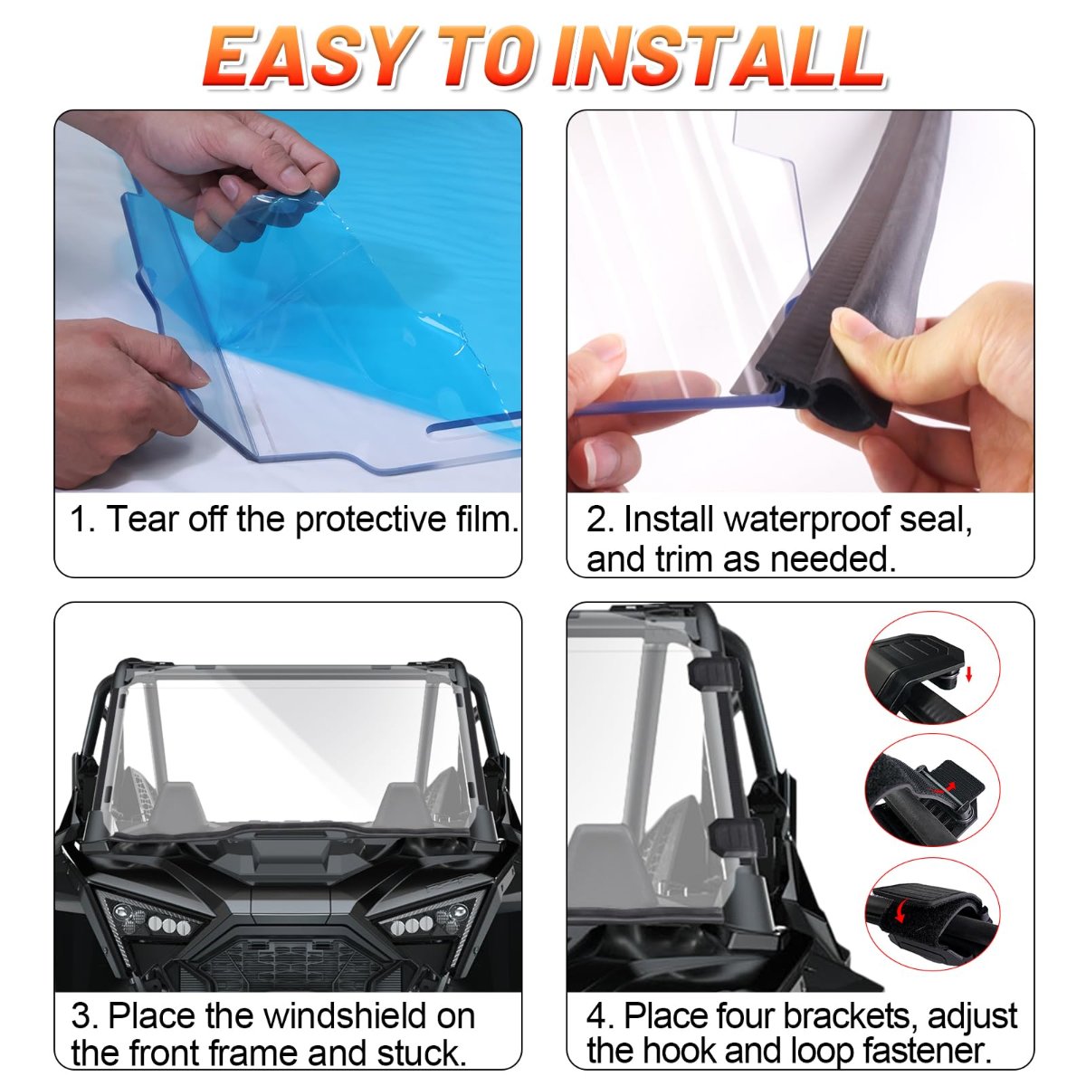 easy to install the polaris pro xp front windshield