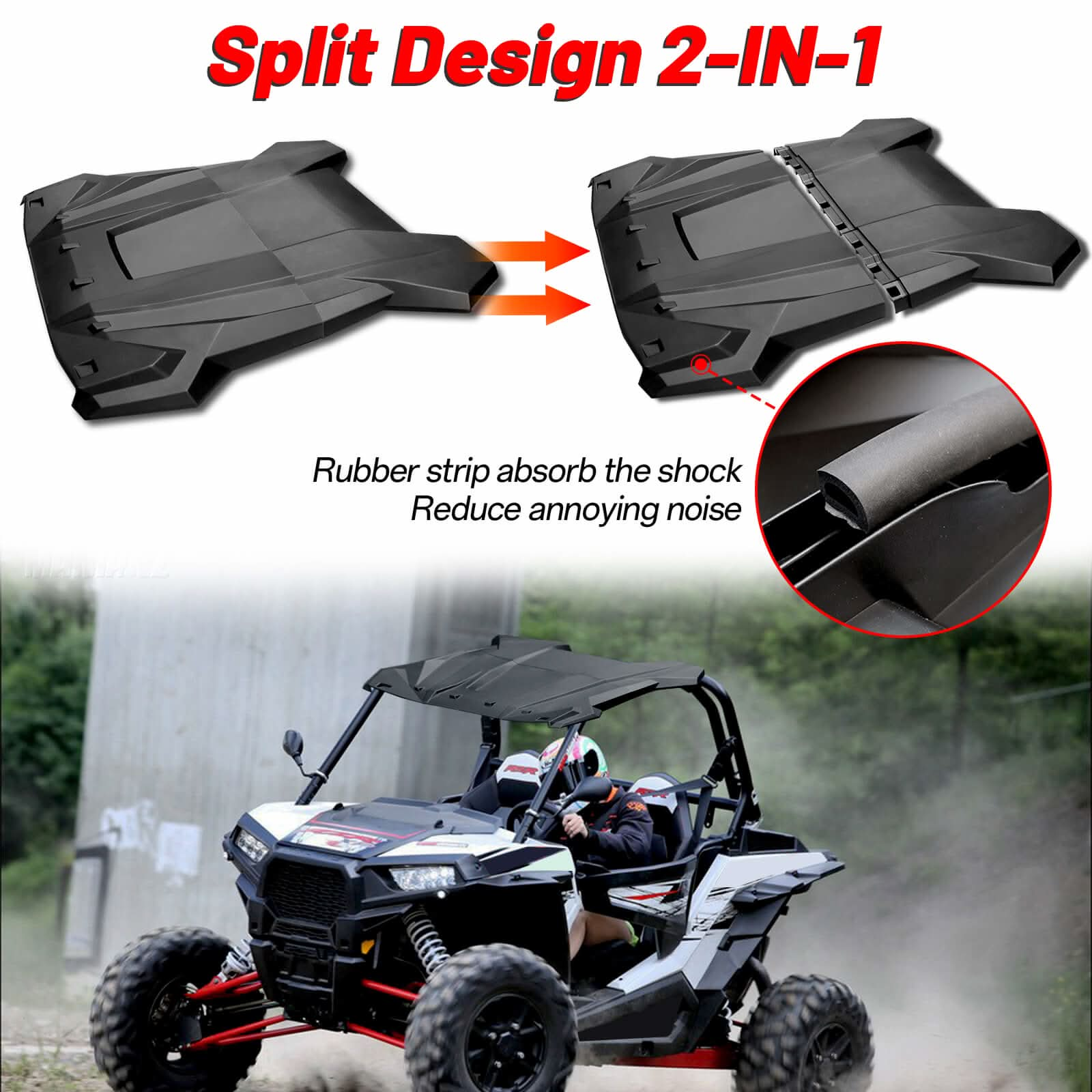 Split design 2-in-1 of RZR xp 1000 roof