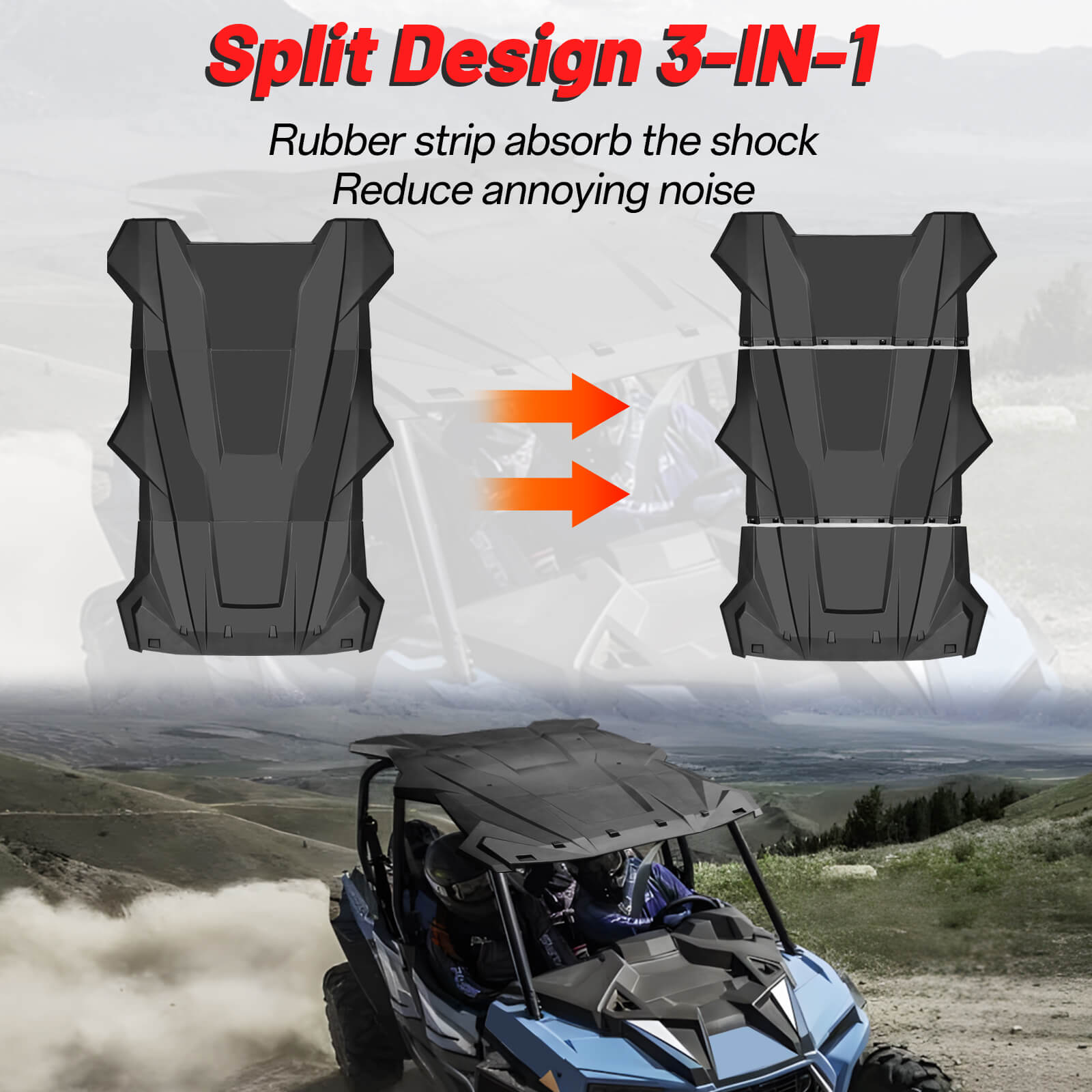 Split design 3-in-1 of RZR XP 4 Plastic roof